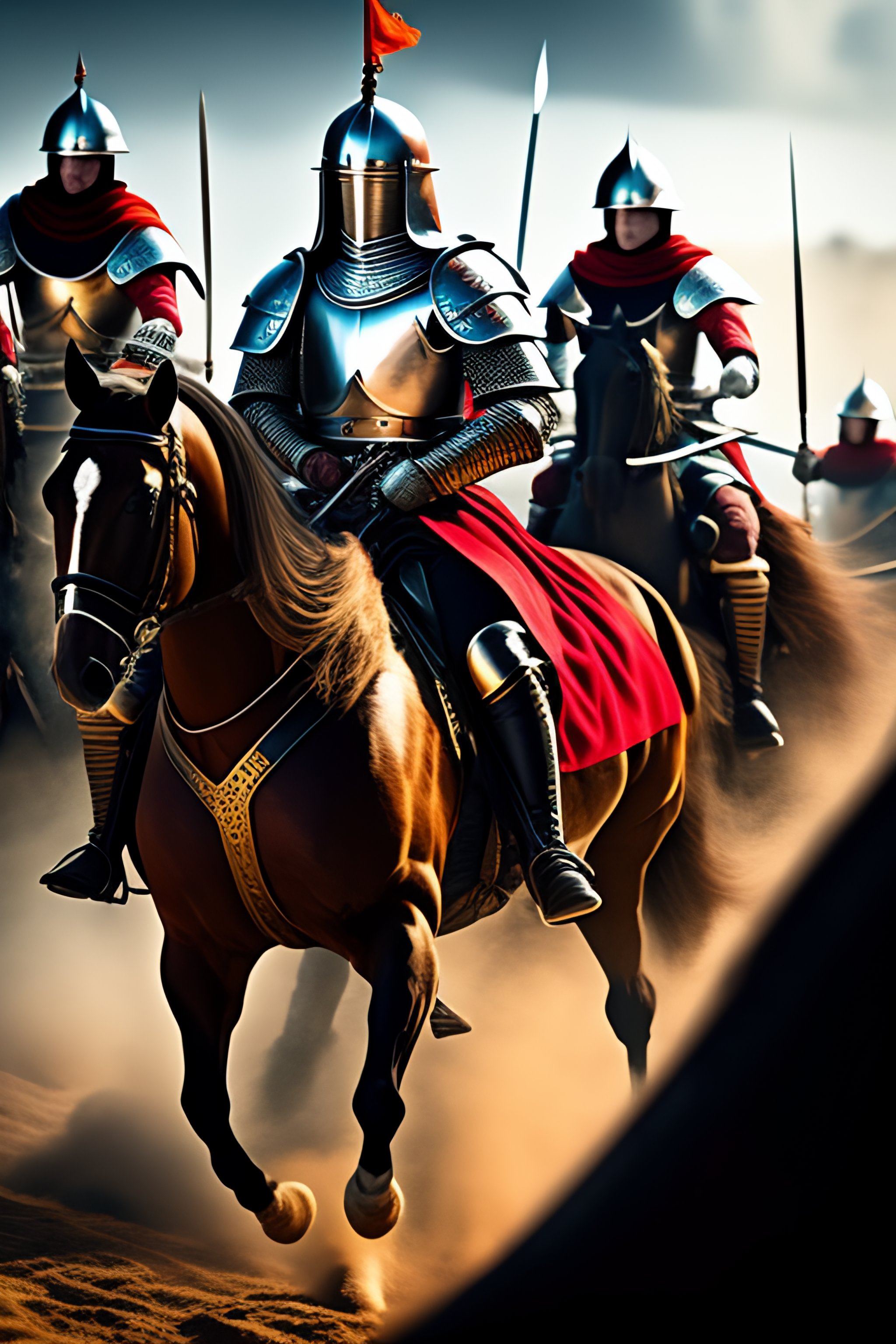 Lexica - Medieval battle scene focused on mounted knight