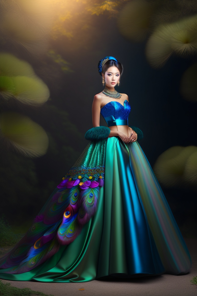 Lexica Peacock theme,gown design,natural sense photoshoot,color