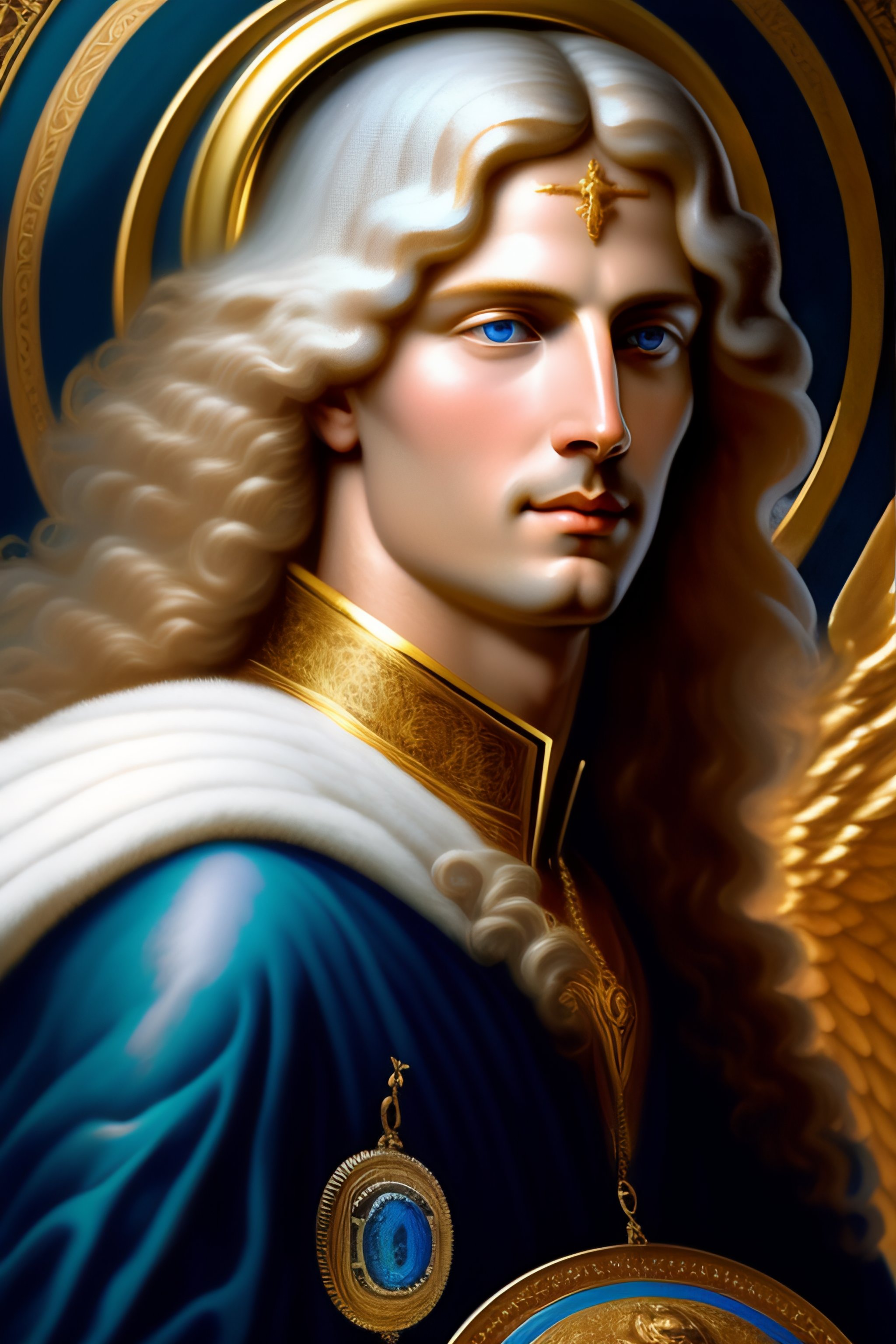 Lexica - Archangel Michael with a blue medallion with keyhole on his ...