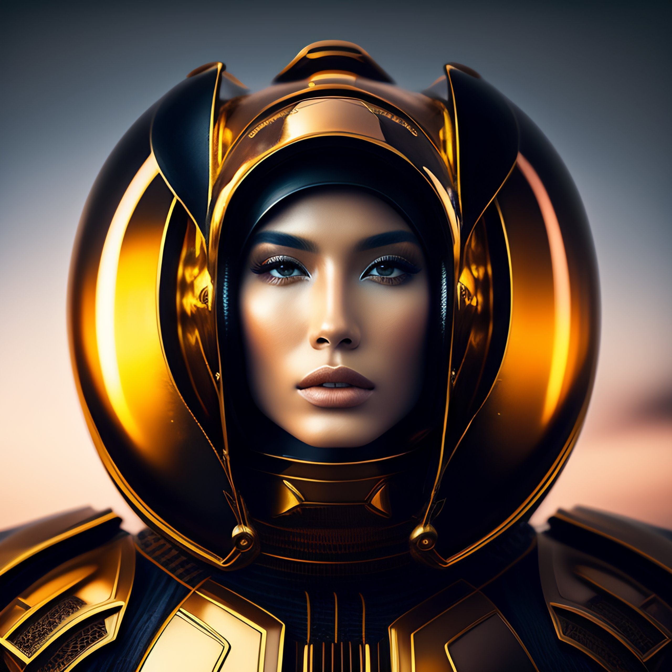 Lexica - Symmetrical portrait photograph of beautiful alien space armor