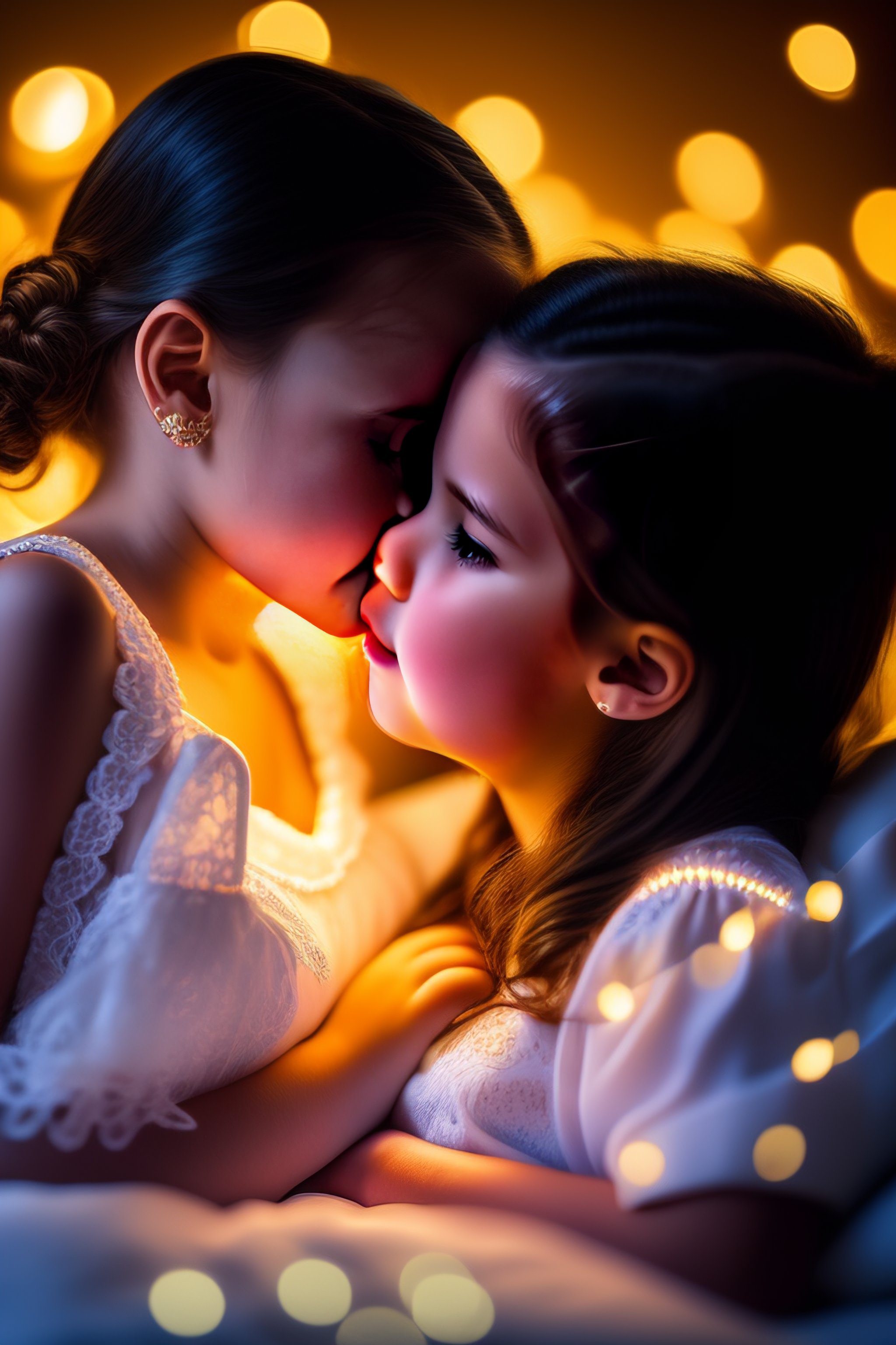 Lexica Beautiful Photo Realistic Picture Of Two Ten Year Old Girls Kissing And In Bed