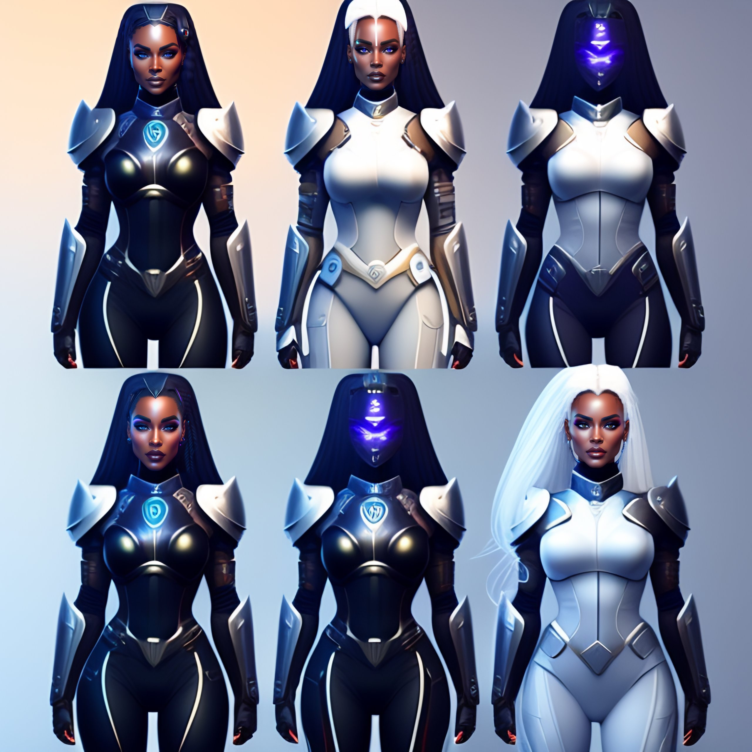 Lexica - Character turnaround sheet of a beautiful cybernetic female ...