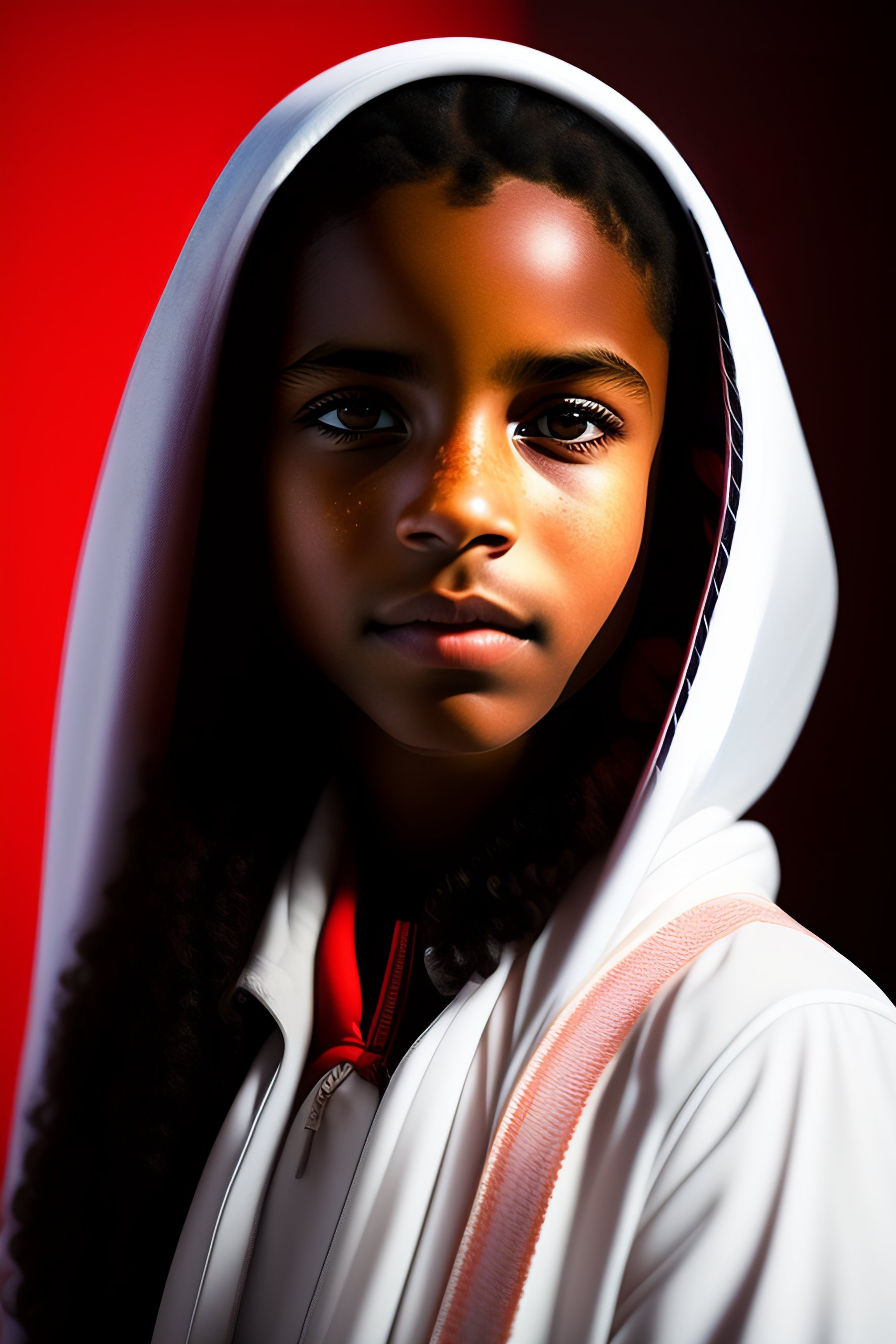 Lexica - Portrait d' une fille blanche style Bilal avec une lampe rouge ...
