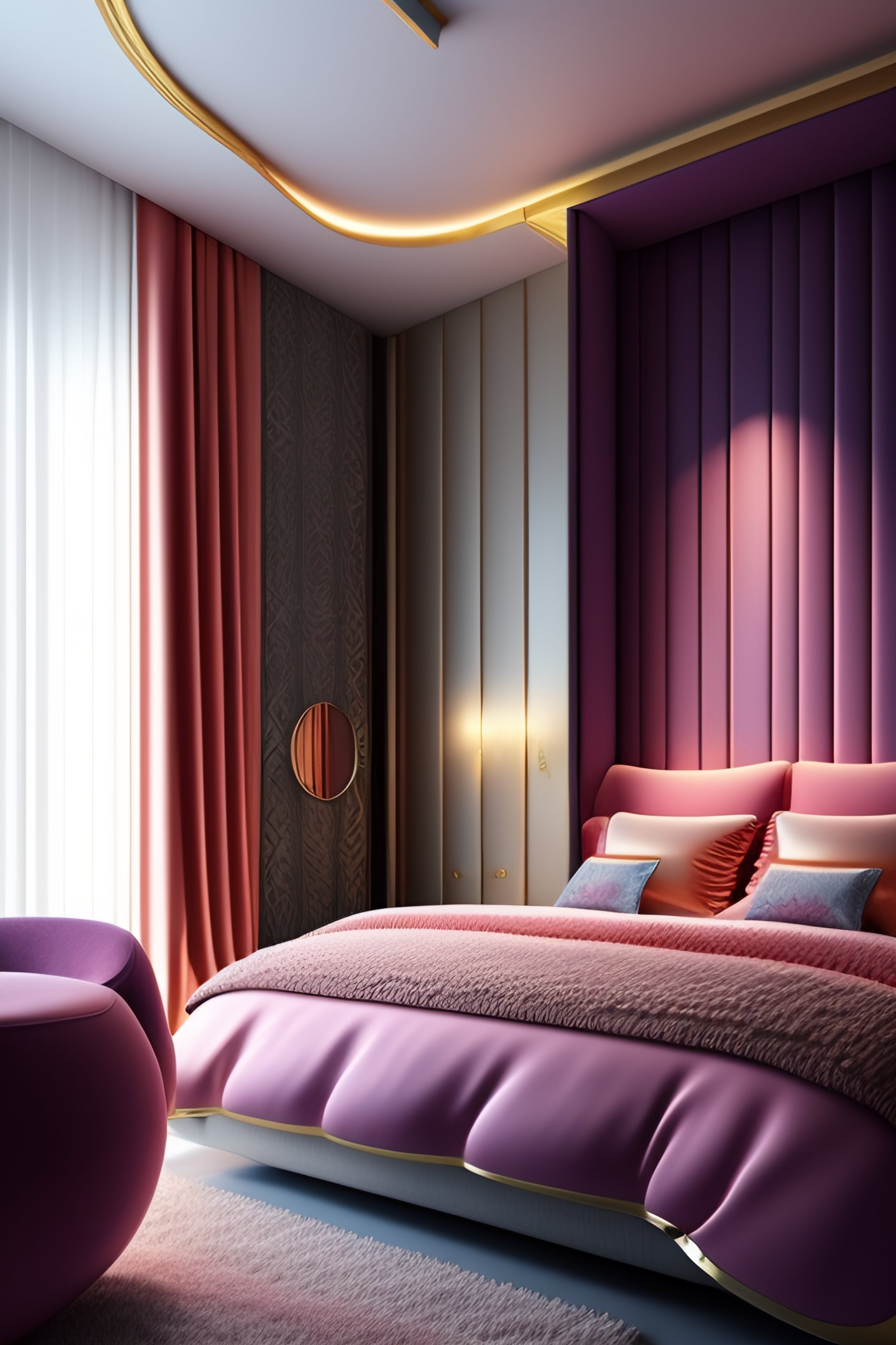Lexica - Princess bedroom with large plush bed and walls covered in ...