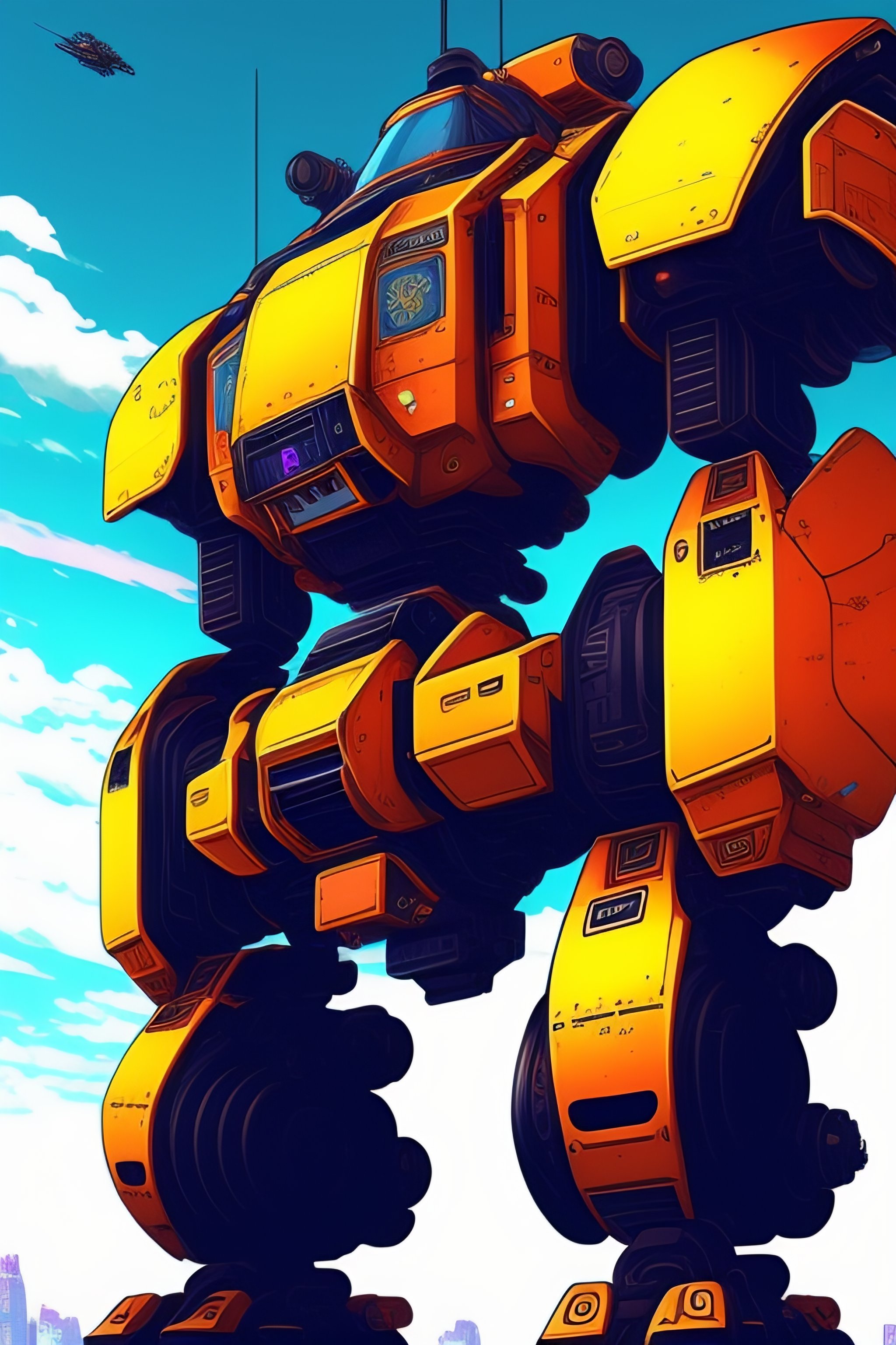 Lexica - Battlemech in the style of anime, detailed line art. fine details.