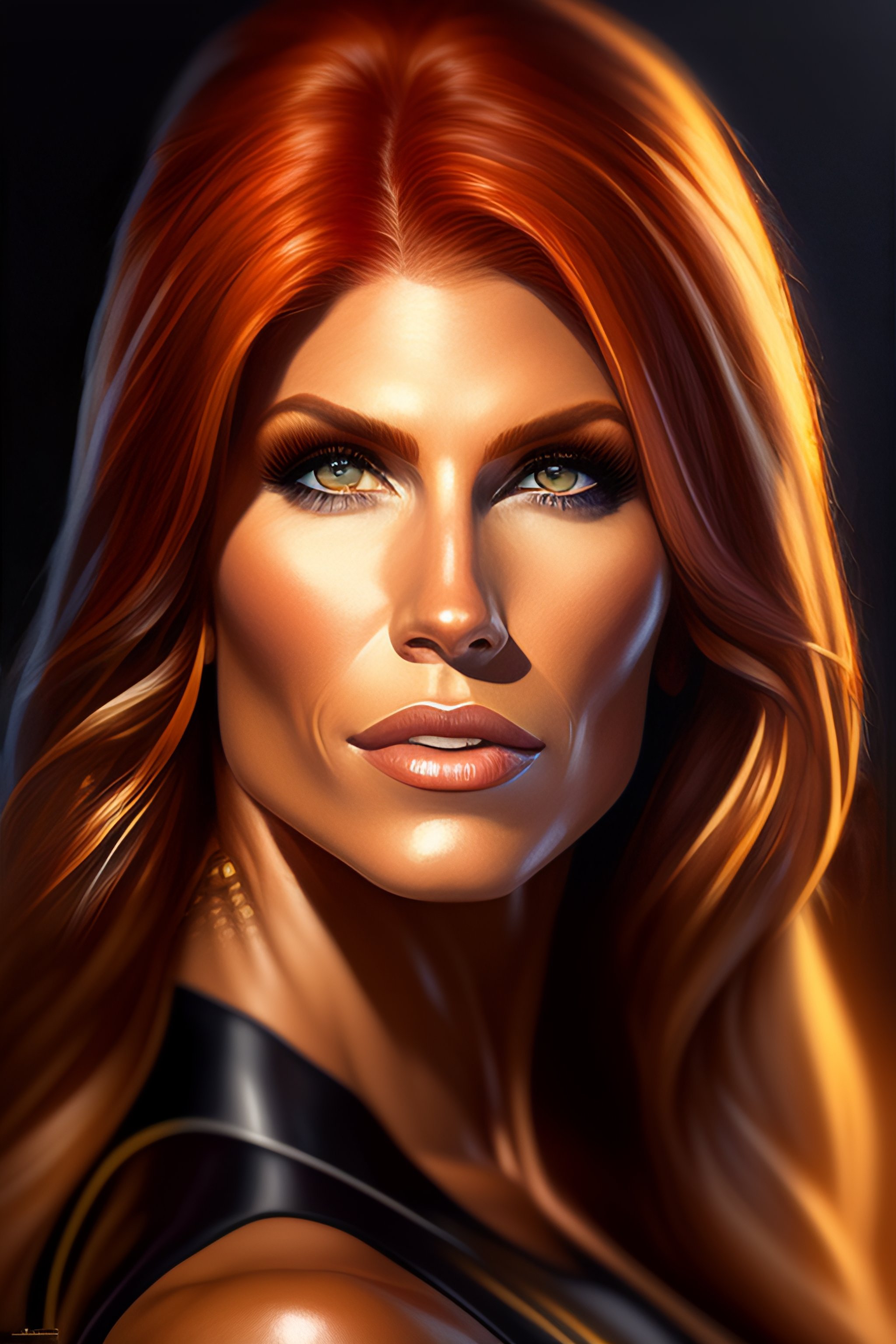 Lexica - Full potrait of Muscular torrie wilson as black widow, realistic  portrait, symmetrical, highly detailed, digital painting, artstation,  conce...