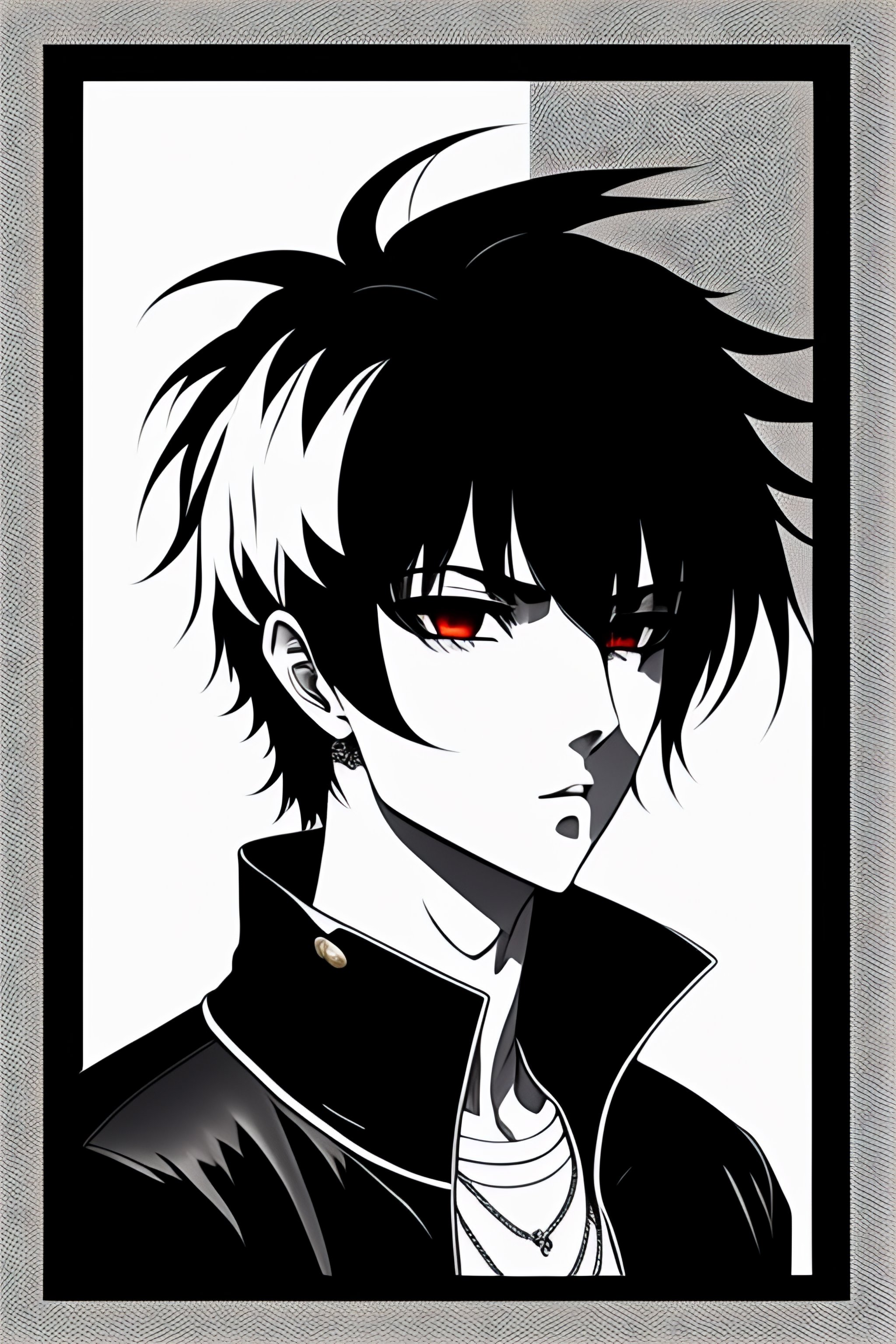 Anime Boy With Half Black And White Hair 100 Original