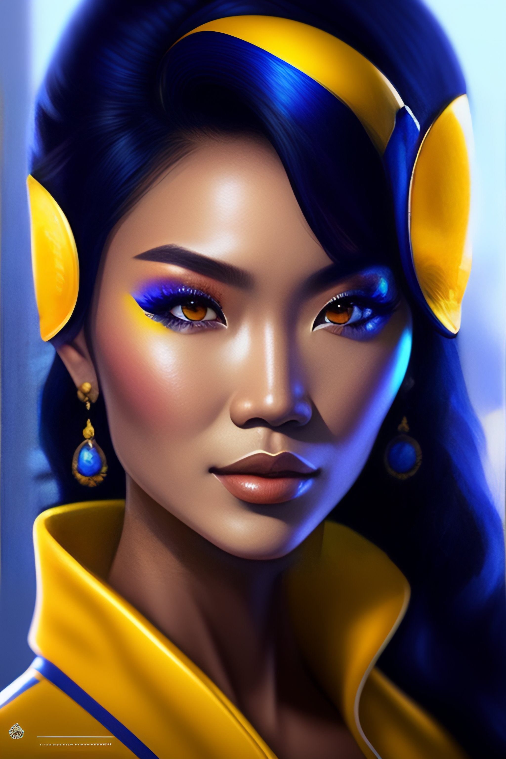 Lexica - A portrait of anime filipina blue and yellow man, face of jodi ...