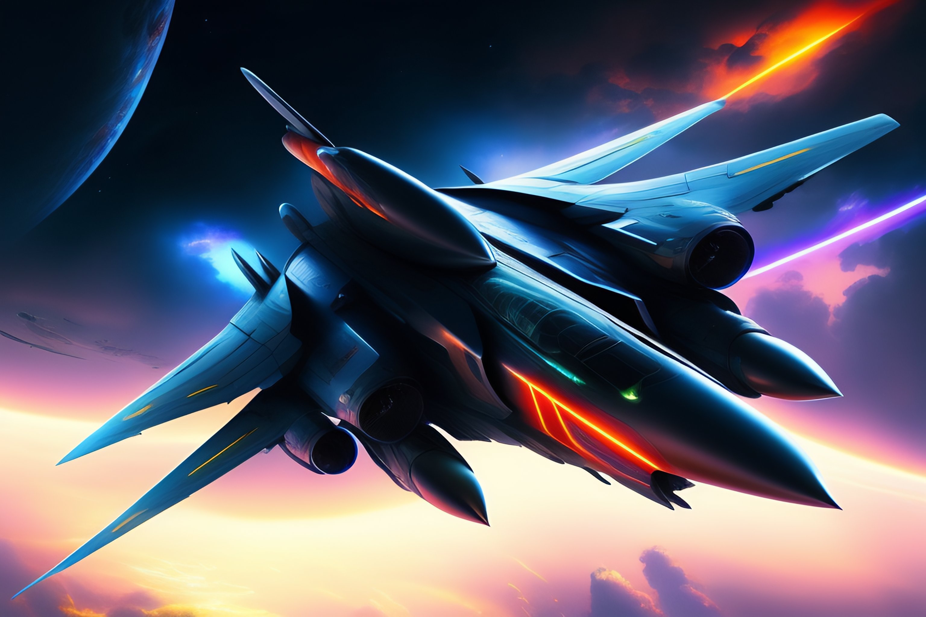 Lexica - A futuristic SU-57 with high technology flying through cosmic ...