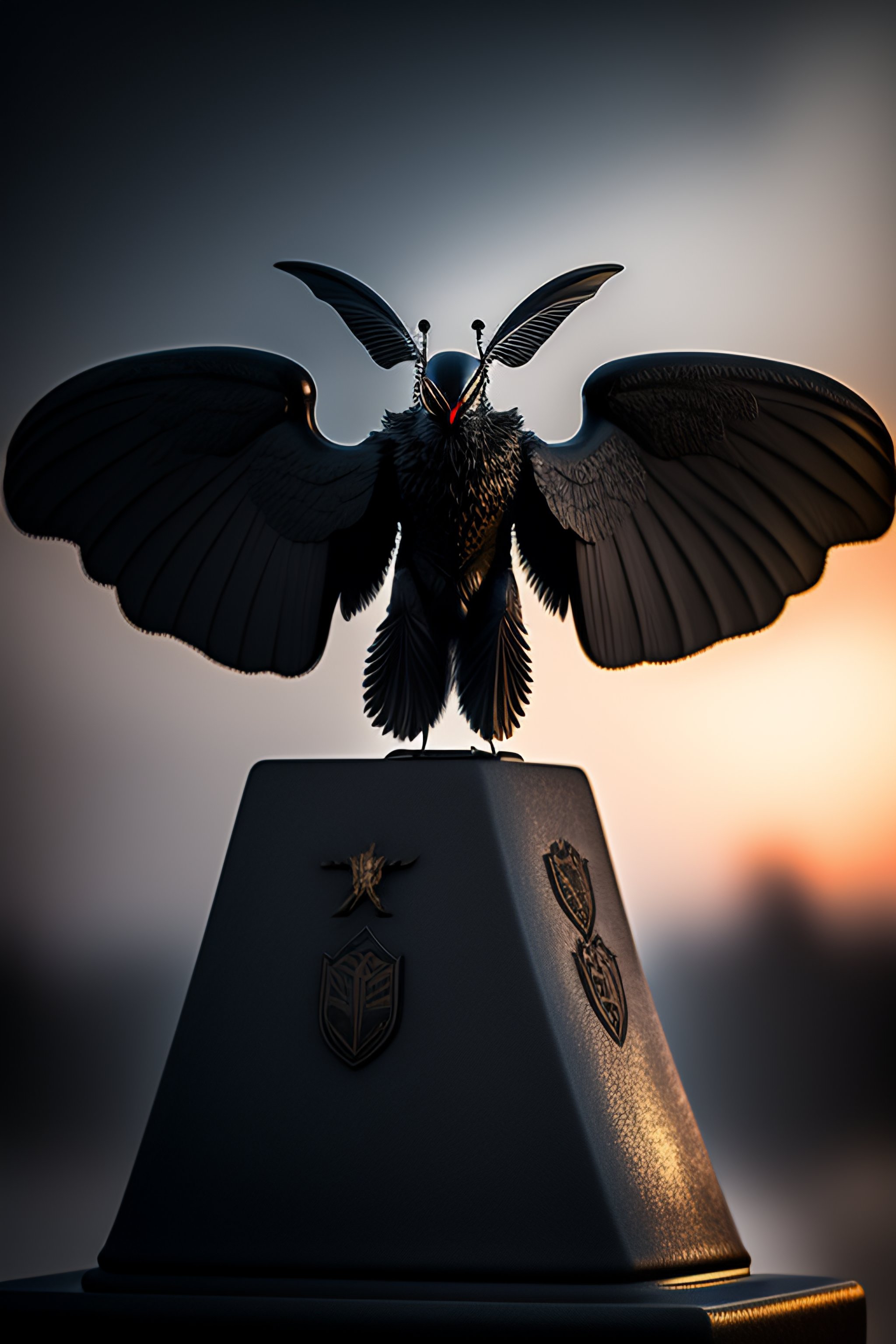 Lexica - Mothman made with black stone, Giovanni Strazza sculpt style ...