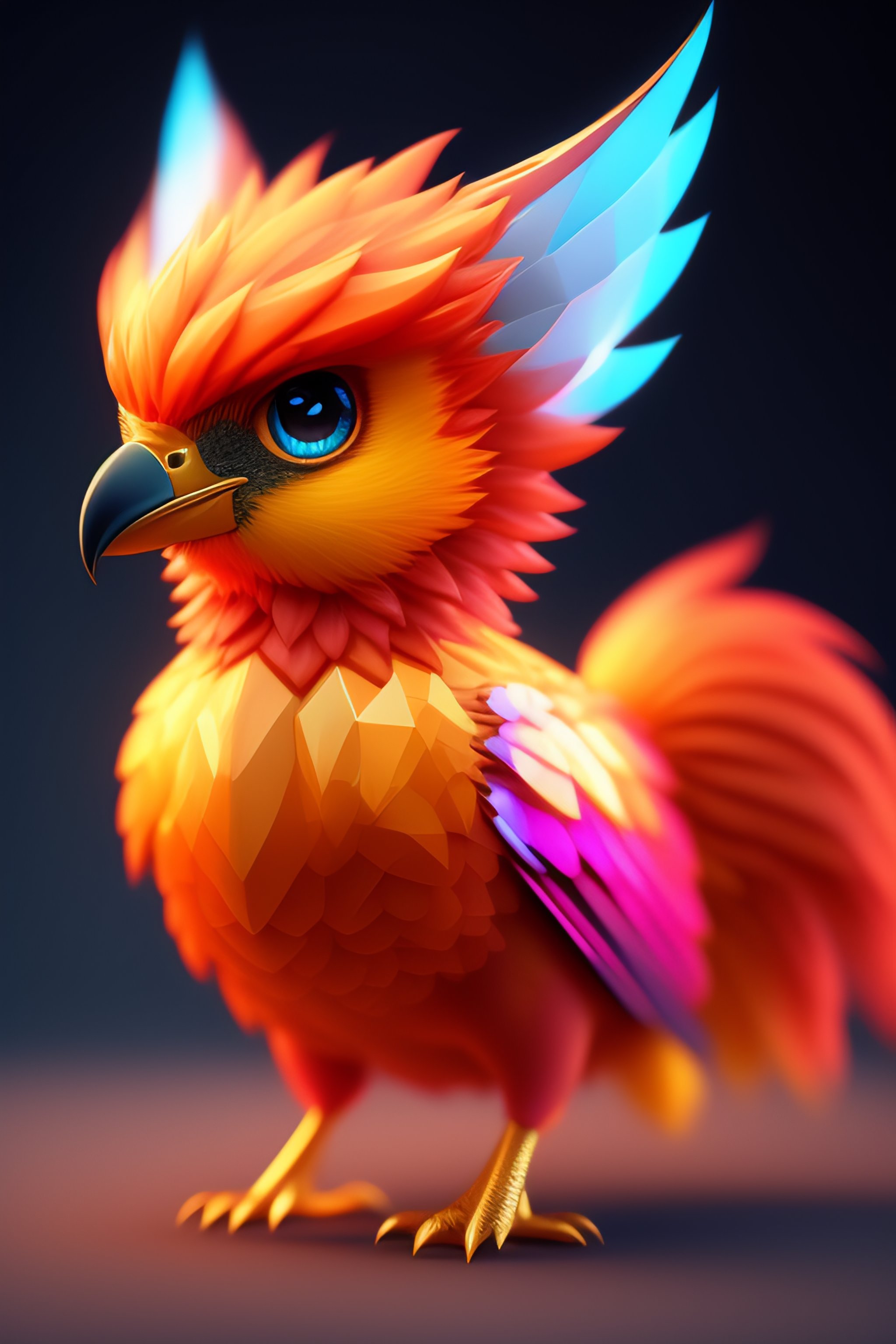 Lexica - A cute adorable baby phoenix made of crystal ball with low ...