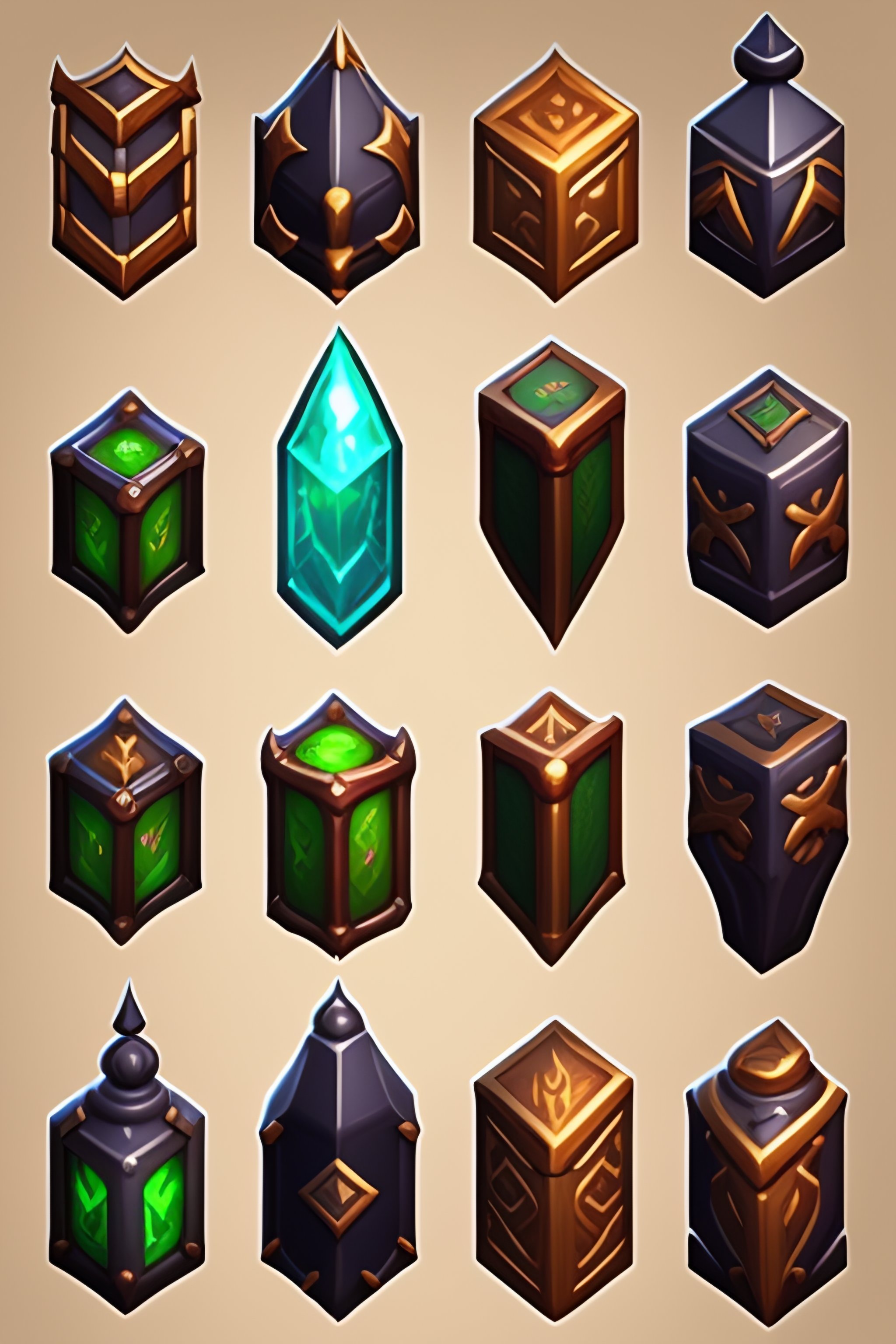 Lexica - Game rpg spritesheet of magic weapons artifacts