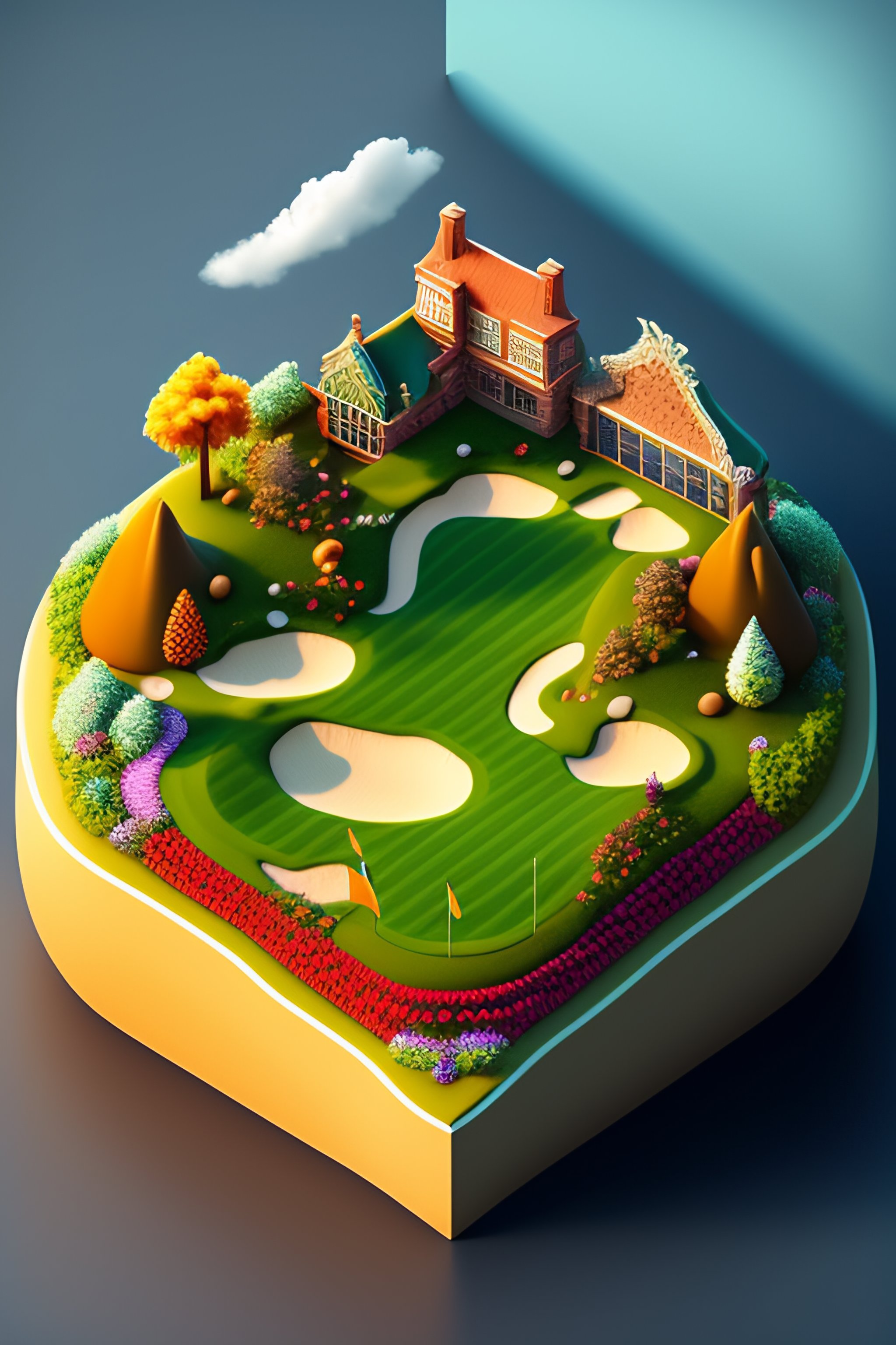 Lexica - Isometric view of a beautiful golf course