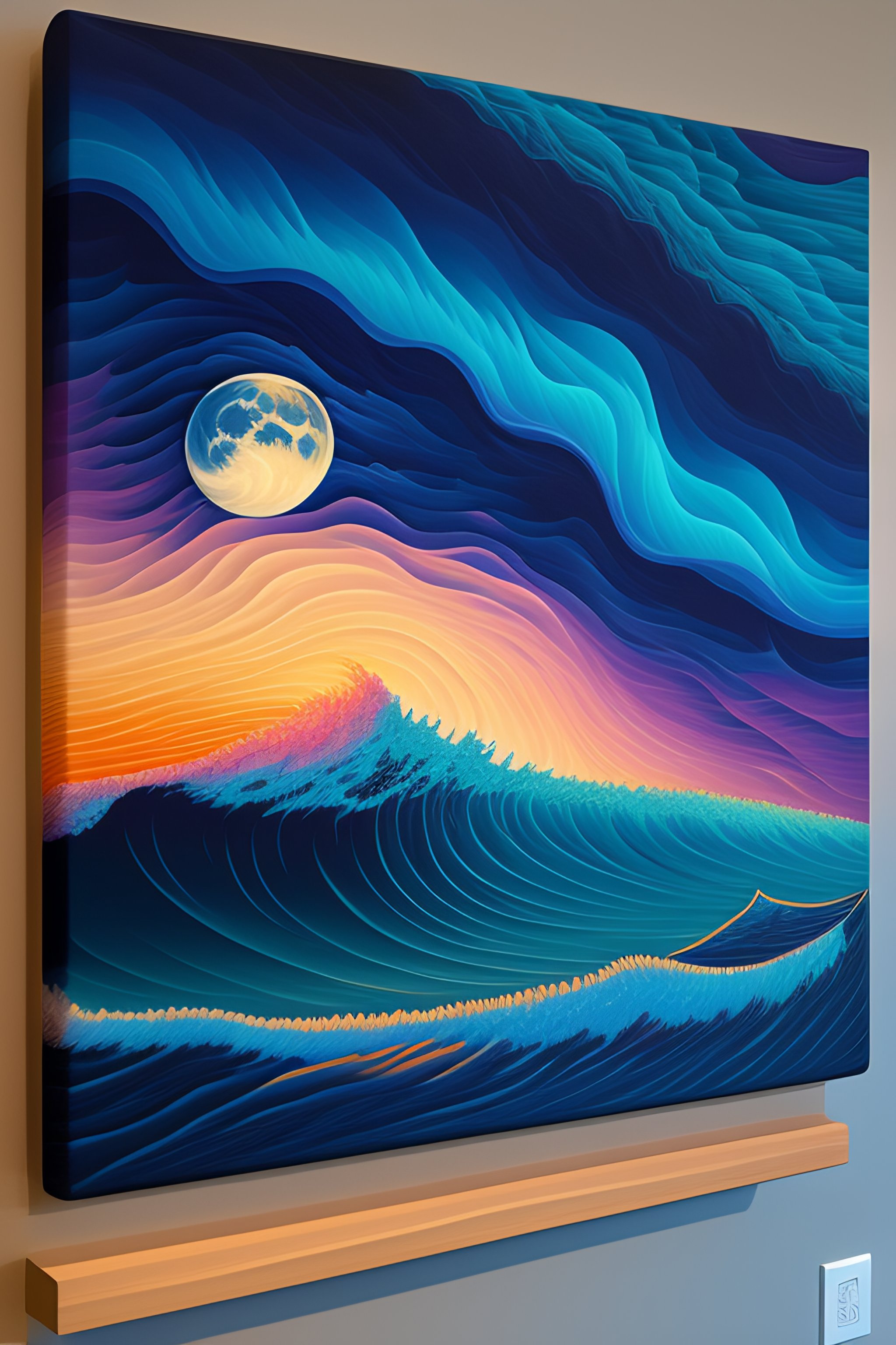 Lexica Mountain, ocean, storms, moon, surreal by dan mumford and