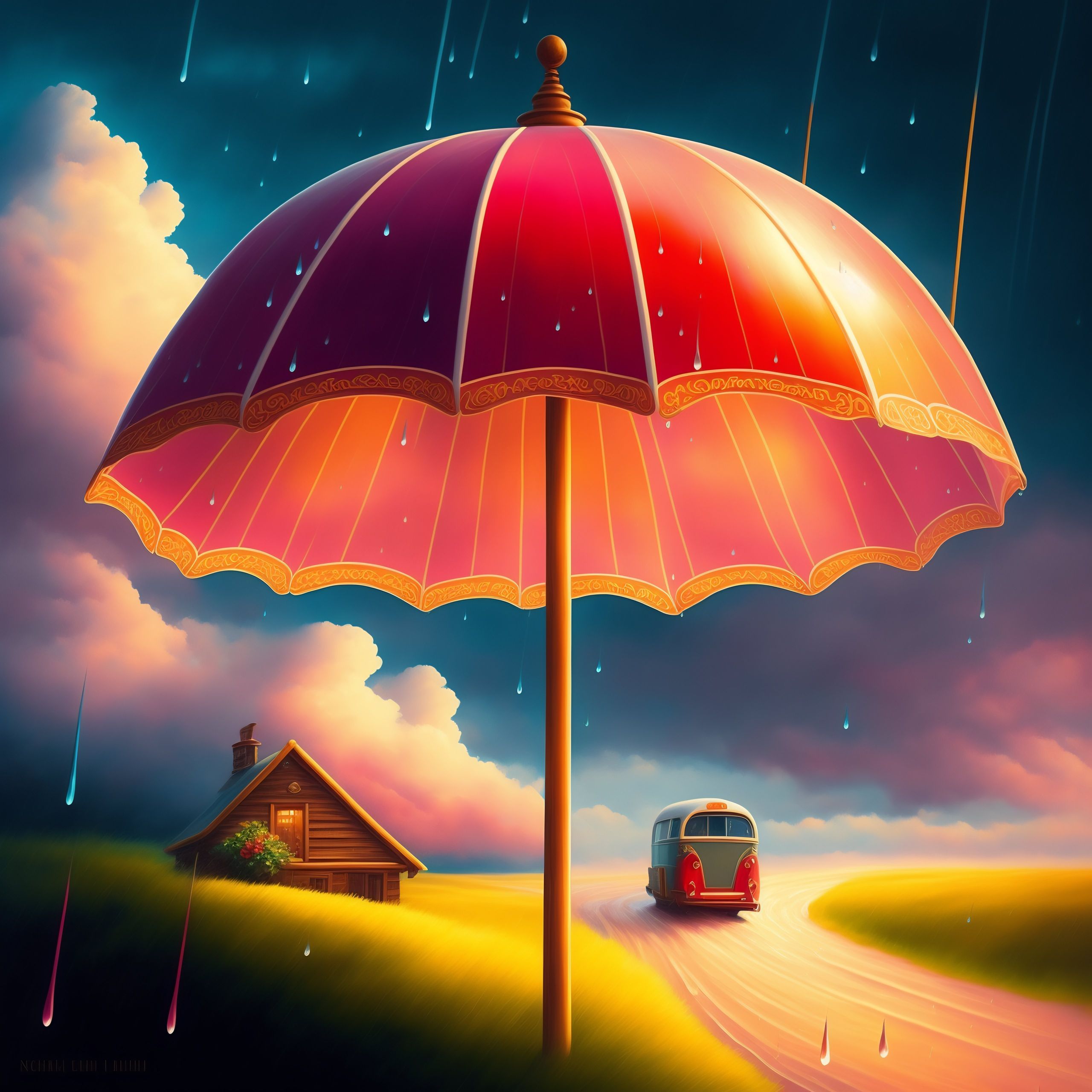 Lexica - Nostalgic sweet rain painting in old style