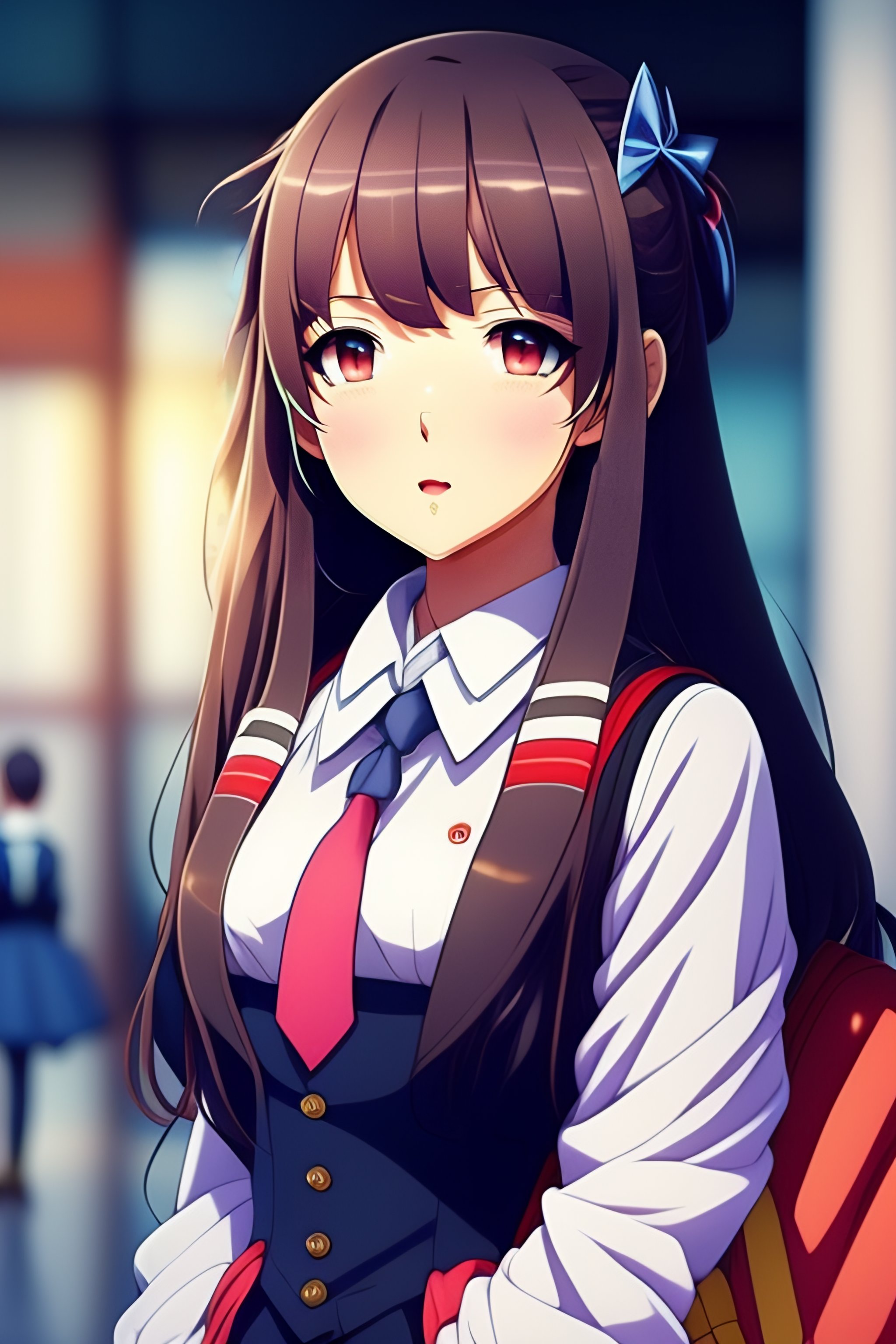 Lexica - Anime art, student girl, school uniform, cute