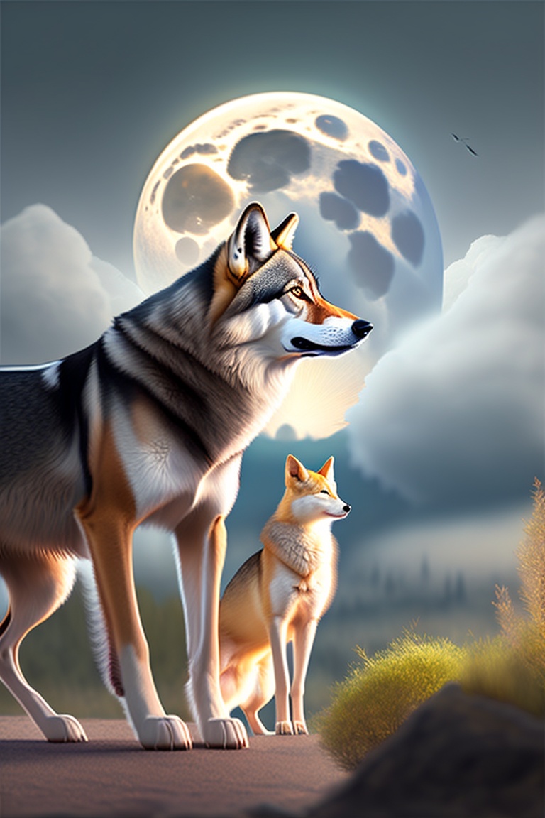 Lexica - Wolf under the moon eating a rabbit, high definition, 4k, no ...