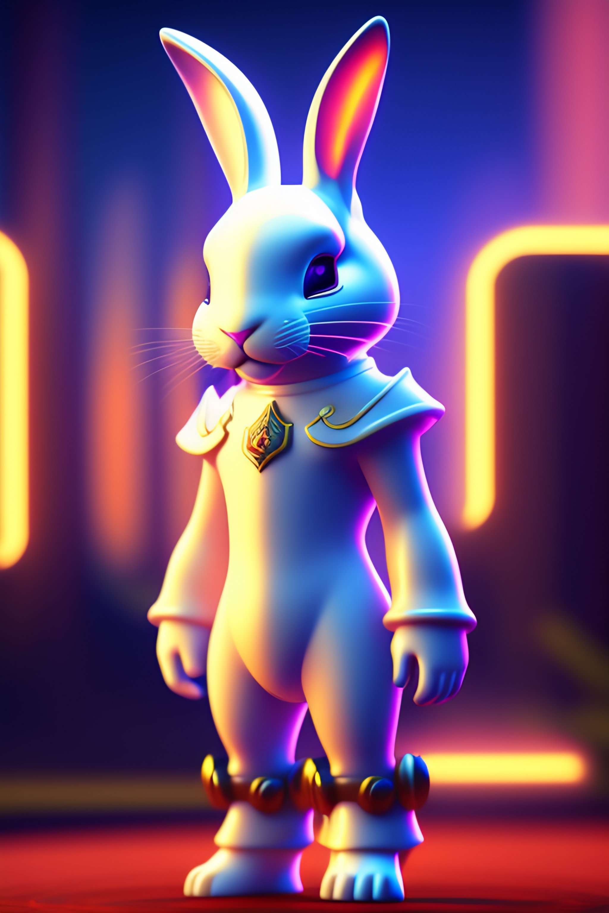 Lexica - White rabbit cartoon in virtual world of tron