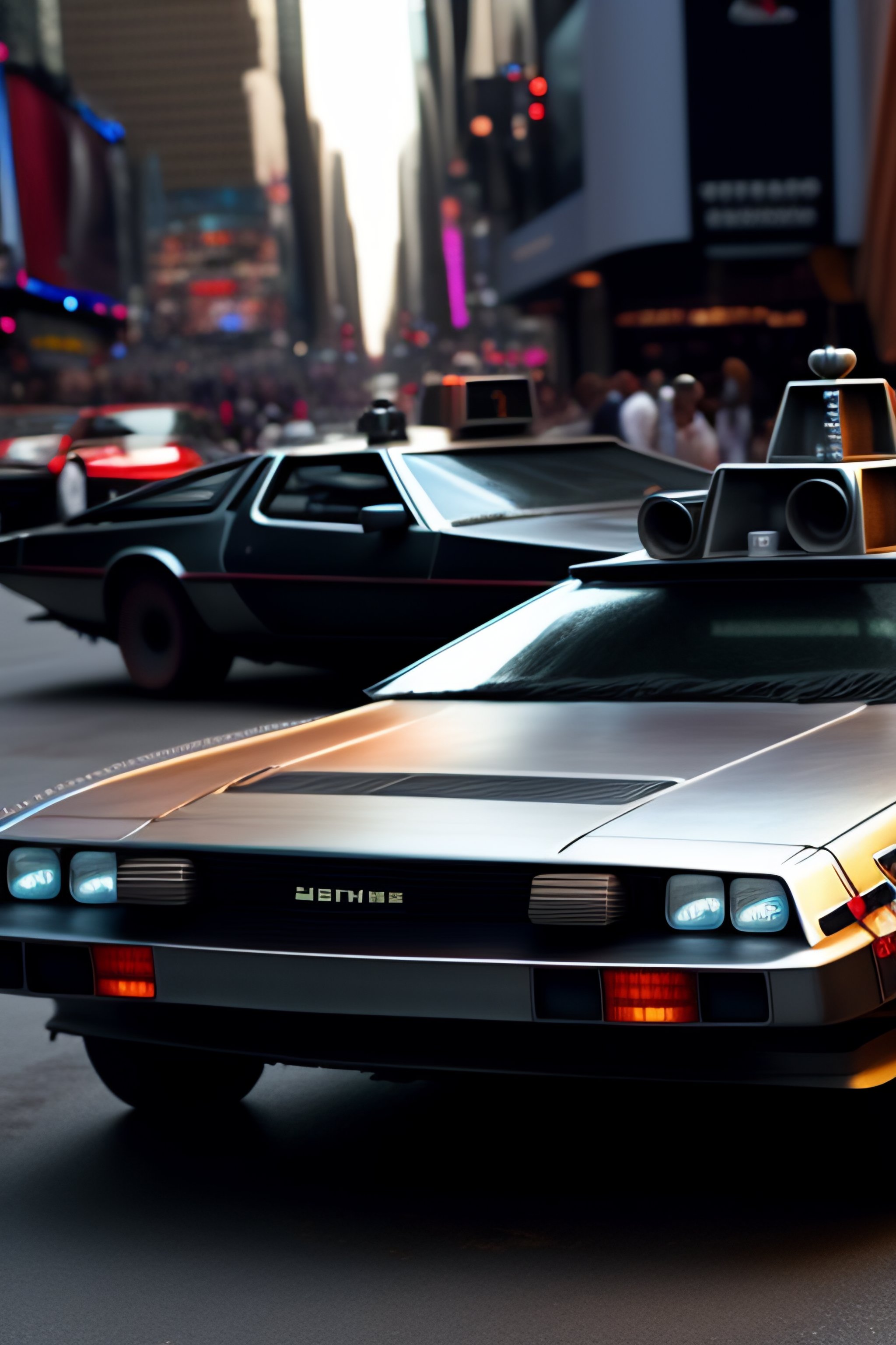 Lexica - Un delorean en time square garden