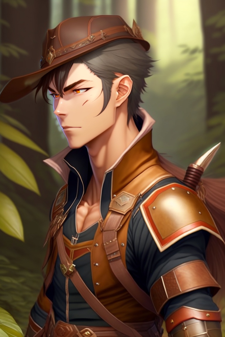Lexica - Wood Elf, Ranger, Man, Sasaki Eita, anime style.