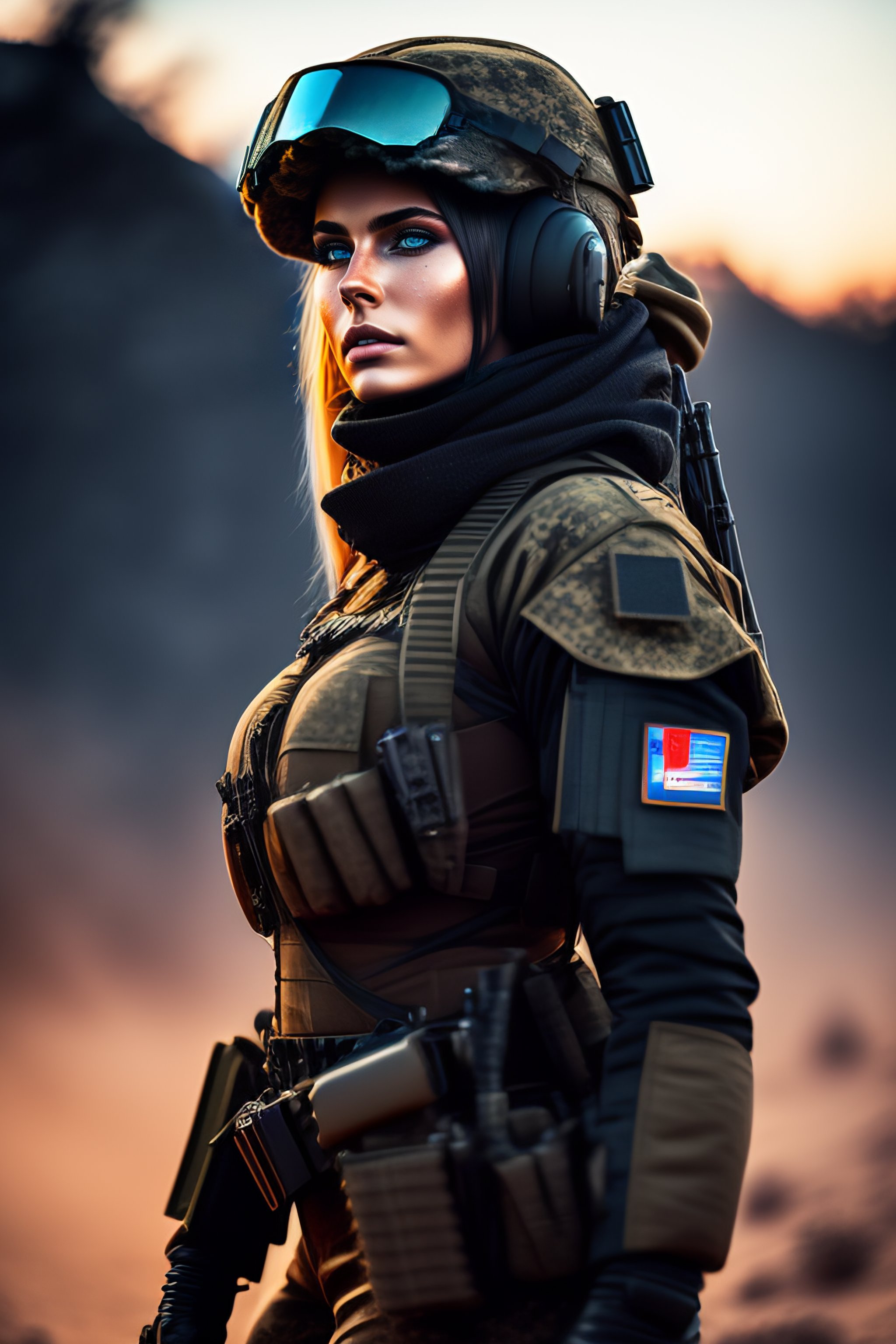 Lexica - A cyber beautiful Russian girl warrior in a burnt land ...