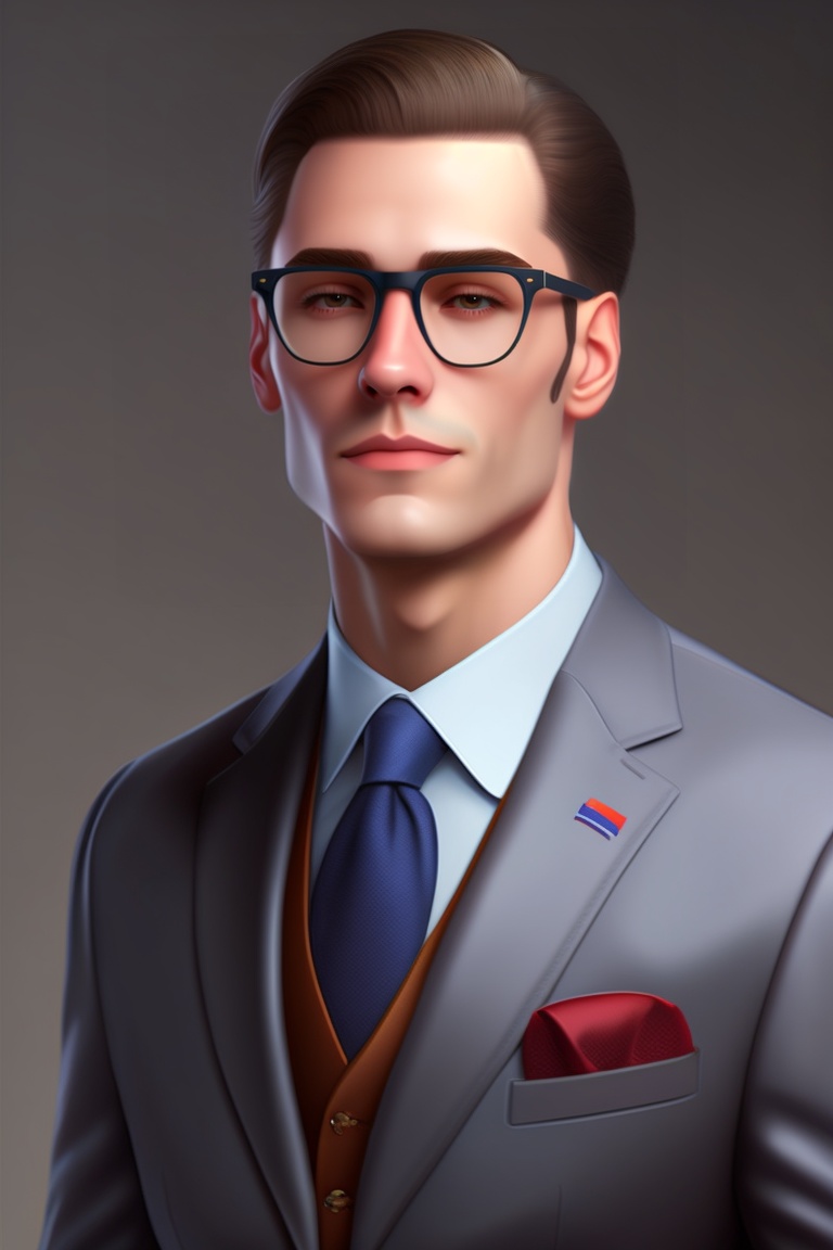 Lexica - A man with glasses and a suit, no caravat