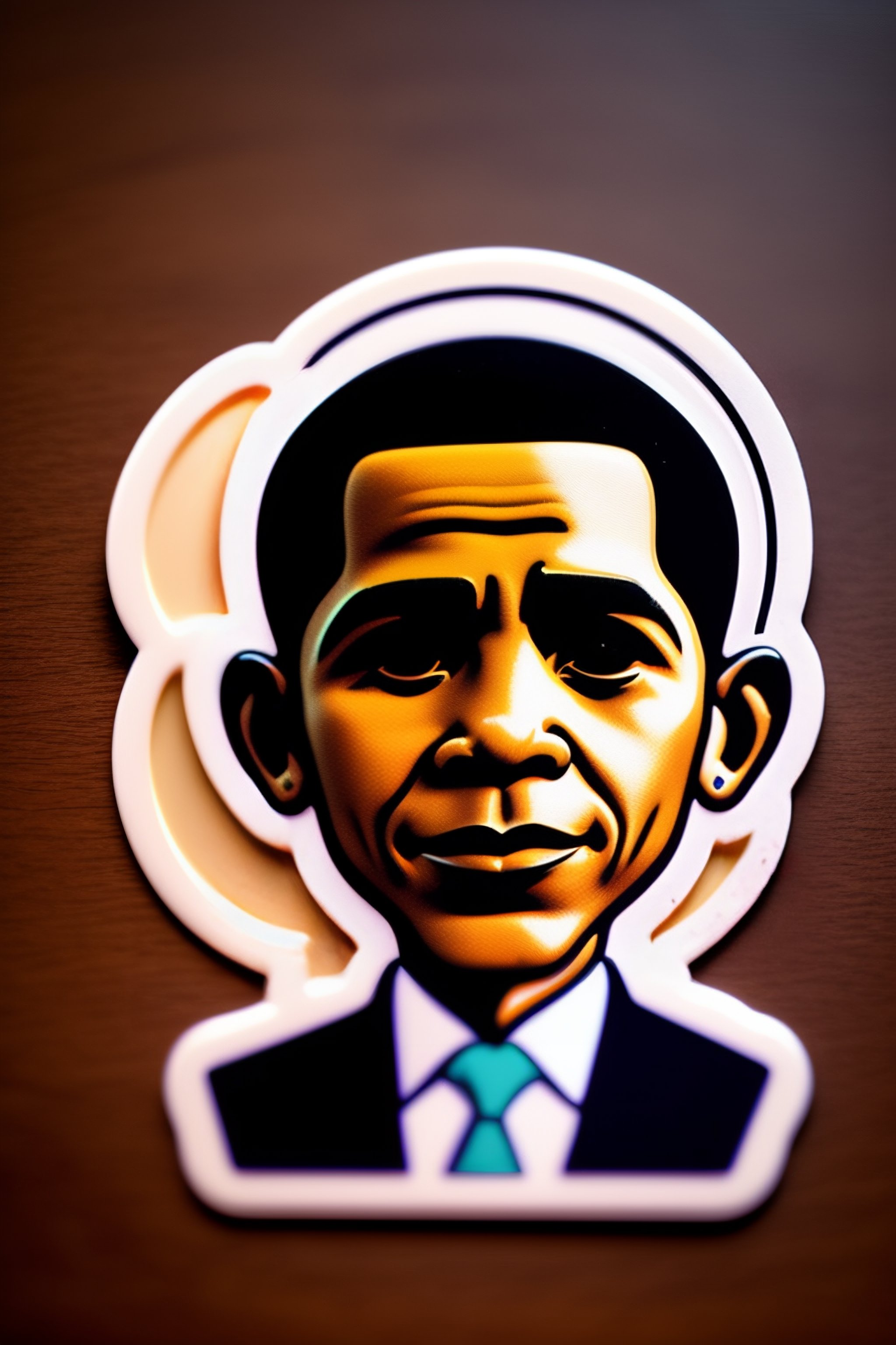 Lexica - A die cut sticker of a cute barrack obama with big sad eyes in ...