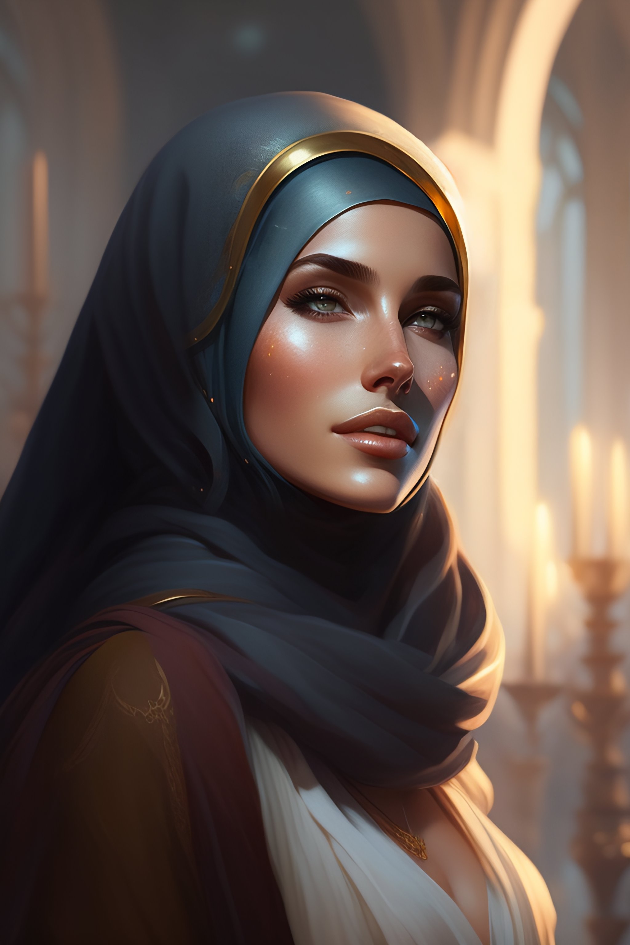 Lexica - Full body nastya nass wearing hijab by stanley artgerm lau, greg  rutkowski, alphonse mucha, concept art, character design, trending on  artst...