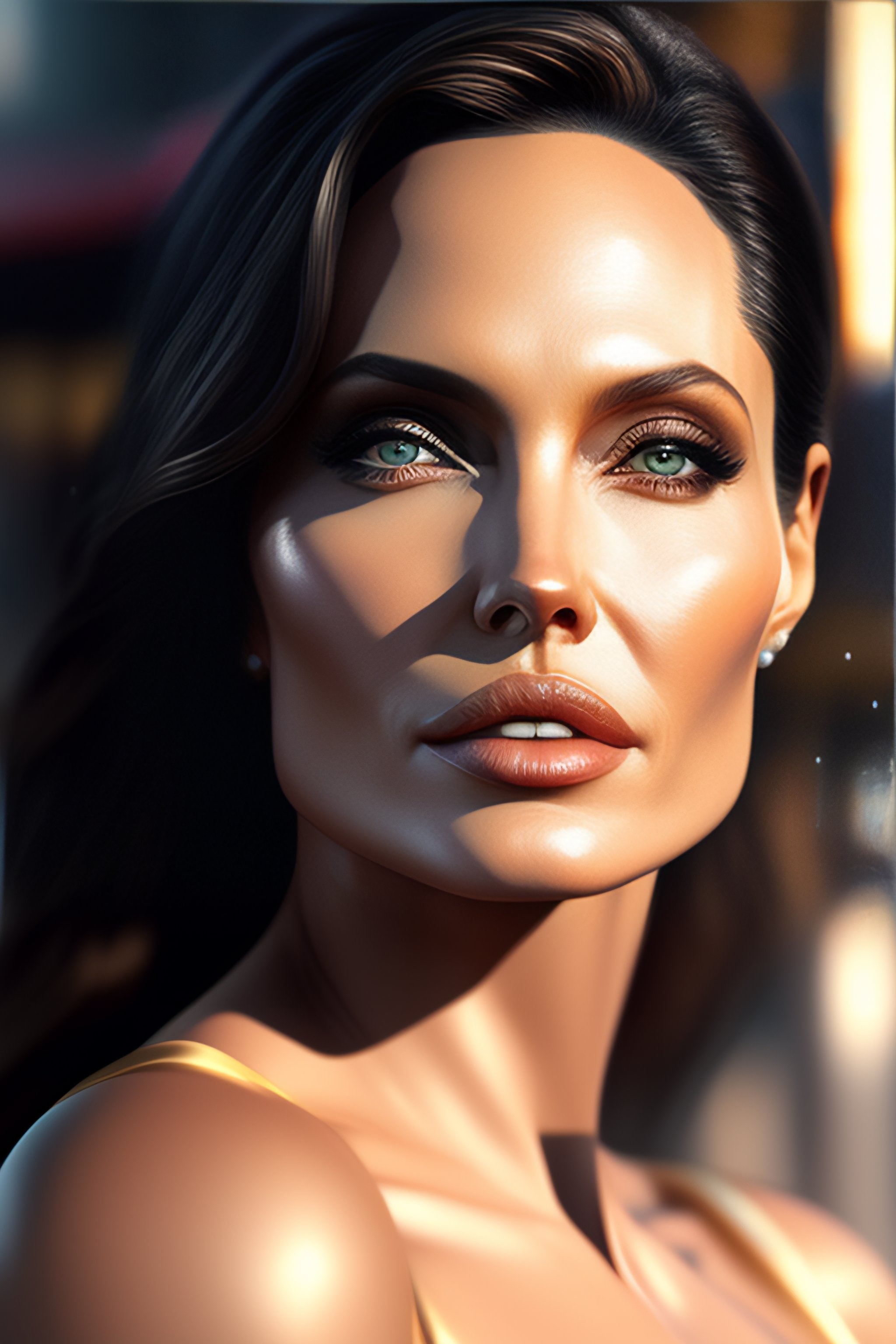 Lexica Realistic 3d Render Ultra Detailed Of A Beautiful Porcelain Profile Angelina Jolie Face 