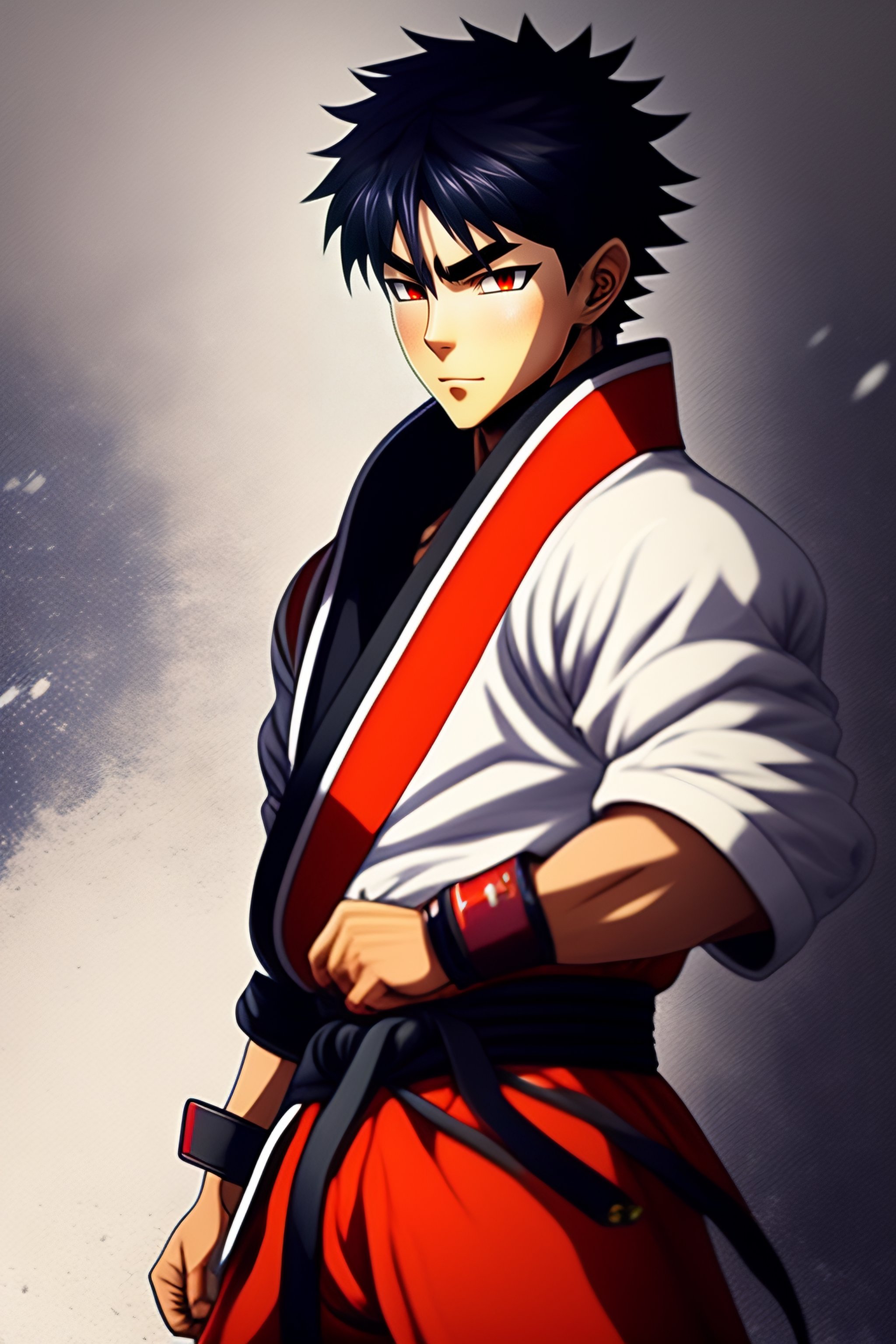 Lexica - Anime character who is a scrappy and energetic young martial  artist with a slender build and a determined expression. He has short,  spiky ha...