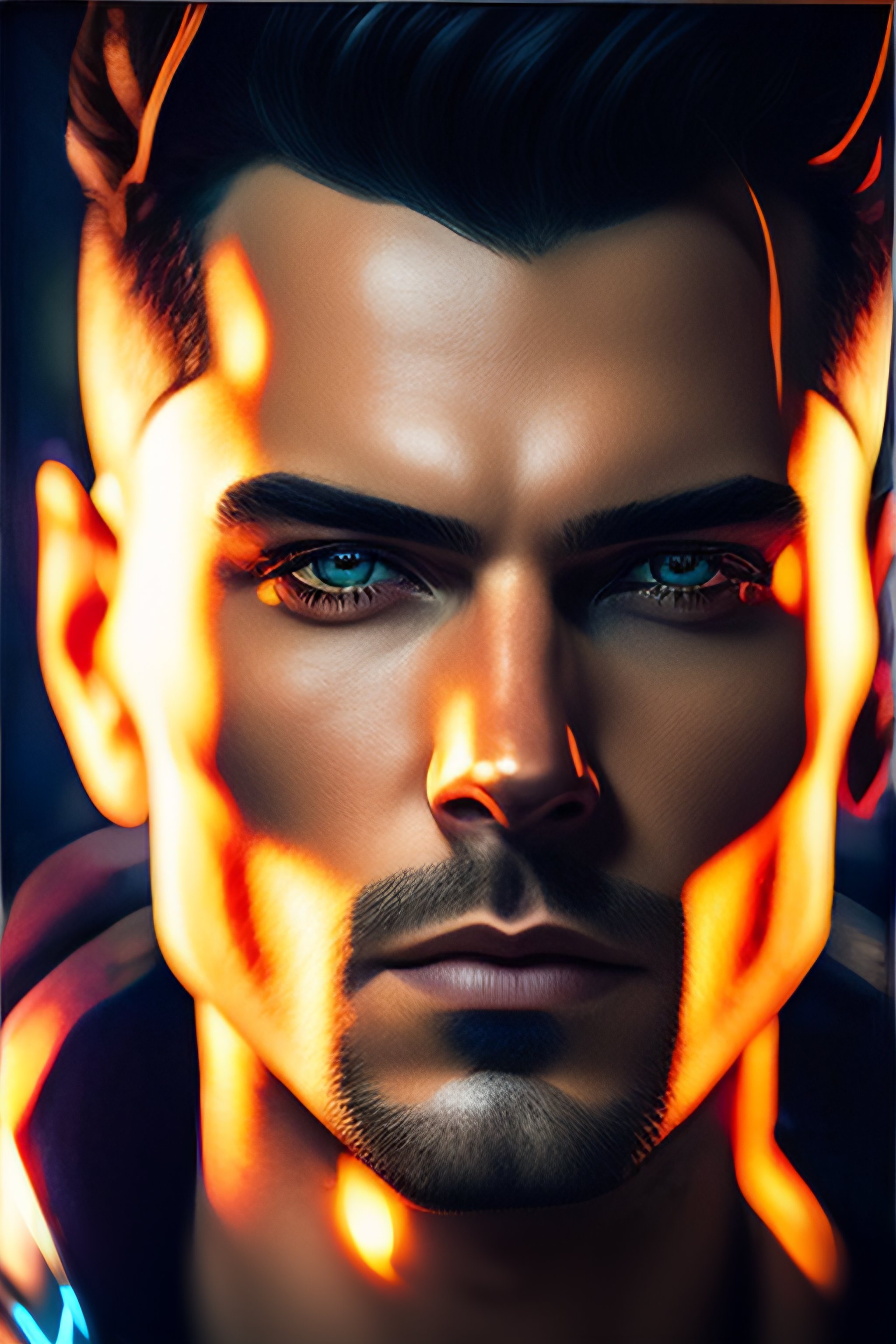 Lexica Close Up Portrait Of A Man Cyberpunk Art By Cedric Peyravernay Sots Art Lens Flares 7214