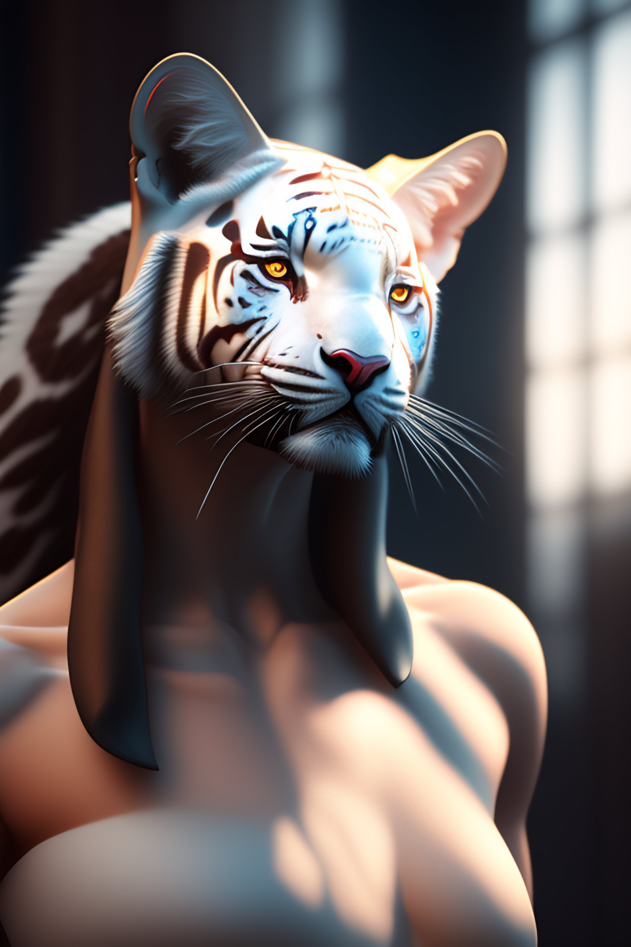 Lexica - White tiger is a women, body anthropomorphic, furry, trending ...