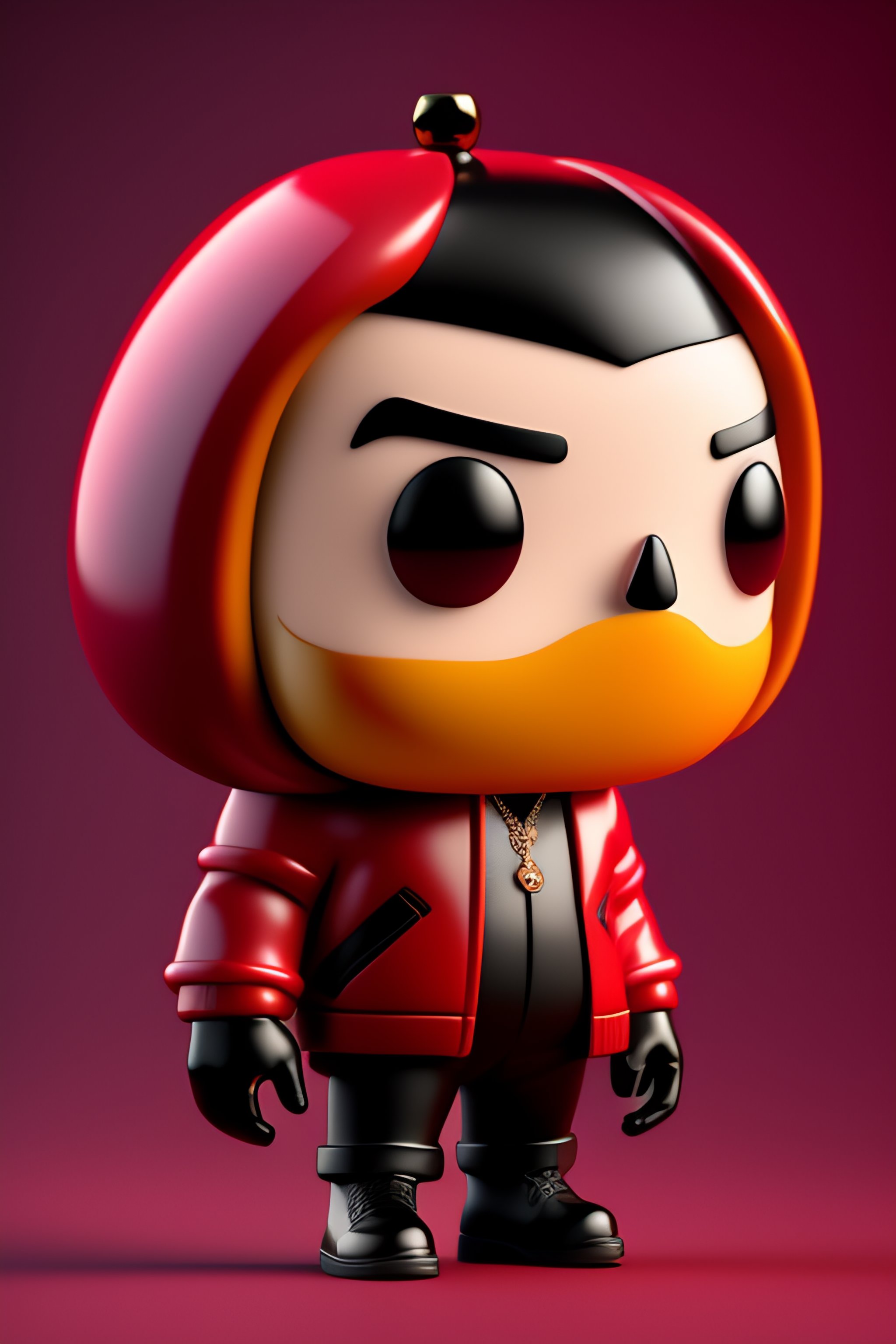 Lexica - Full body 3d render of funko pop money heist character