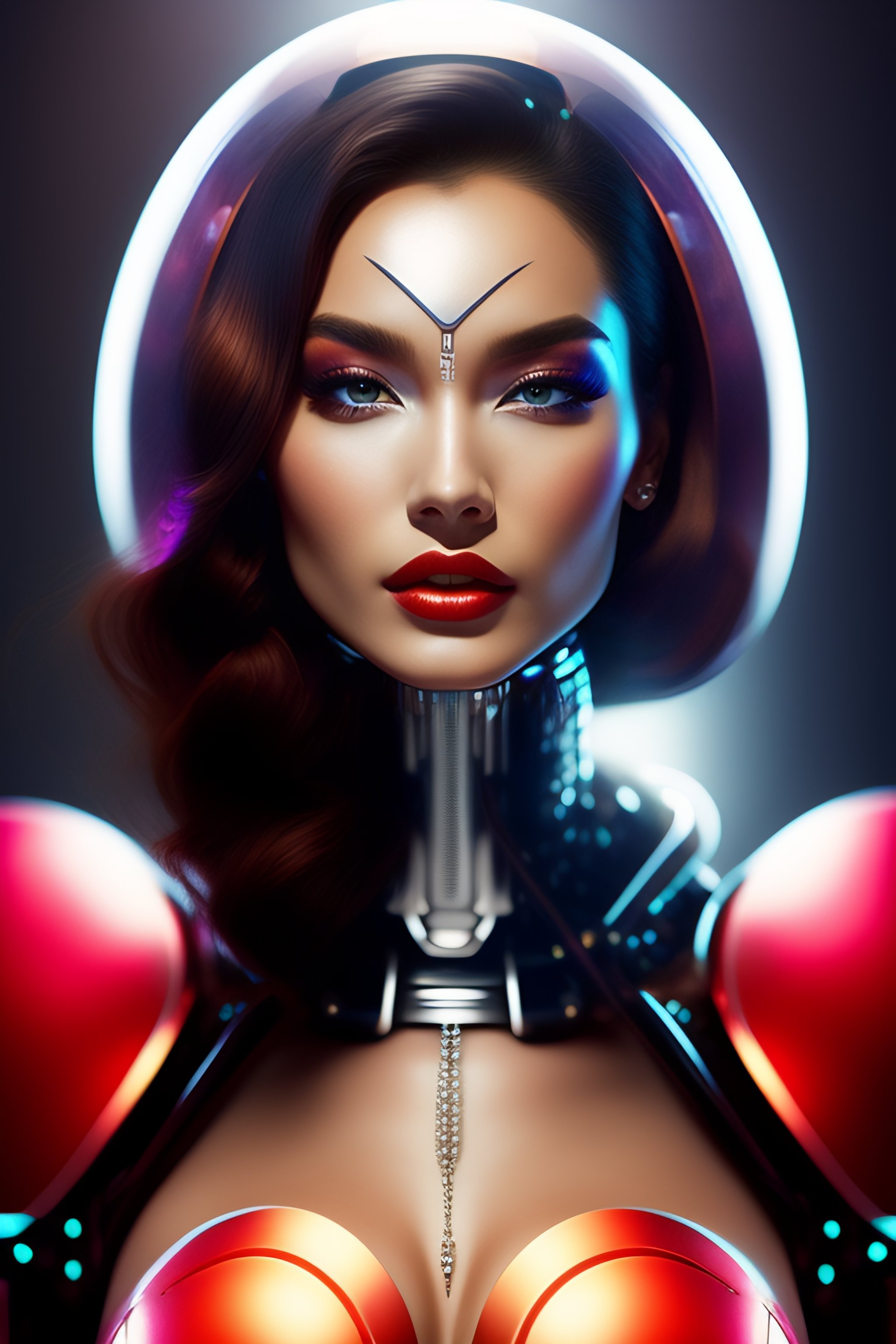 Lexica - Beautiful robot woman , transluscent skin , glowing eyes , big ...