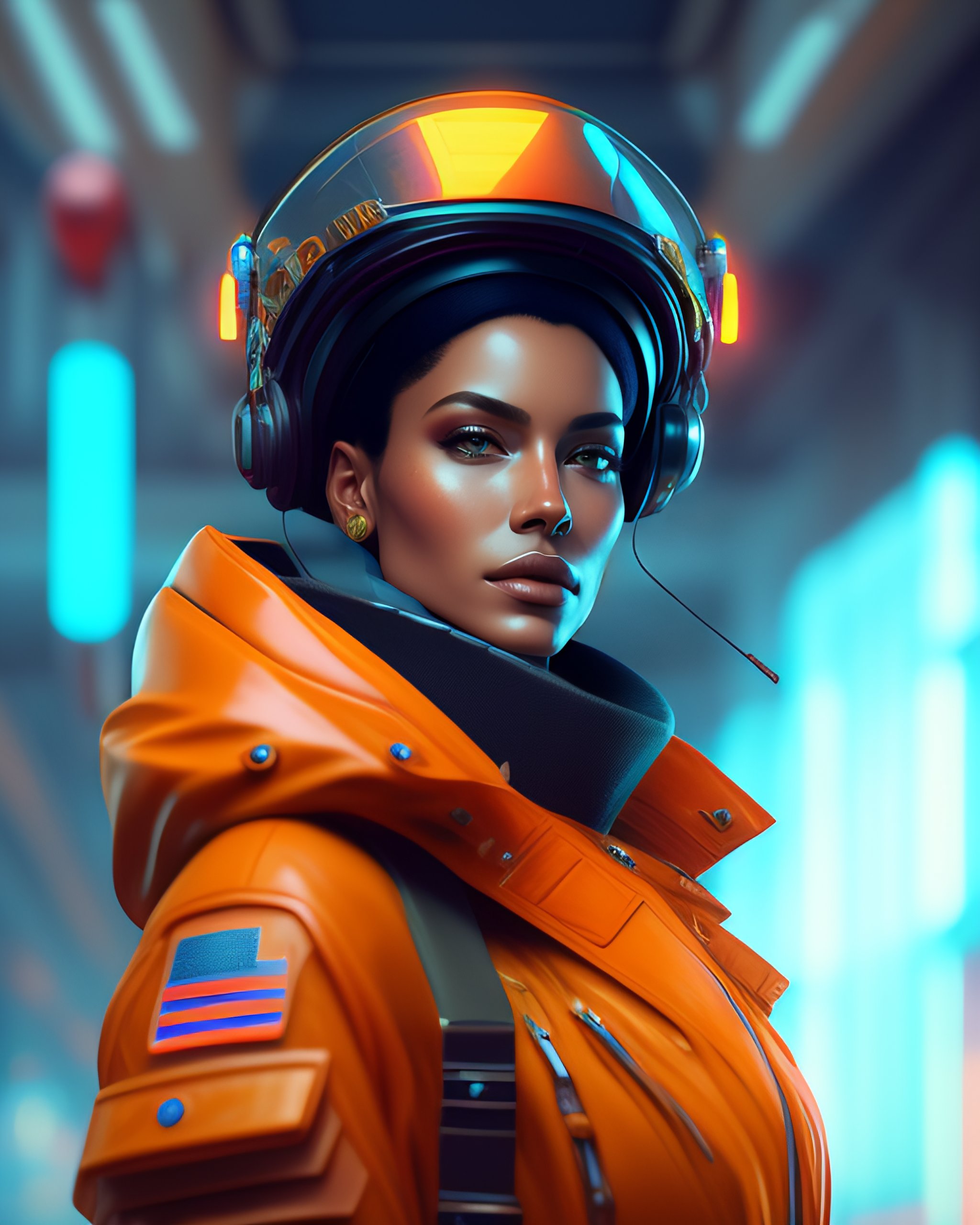 Lexica - A portrait painting of cyberpunk spase pilot, global ...