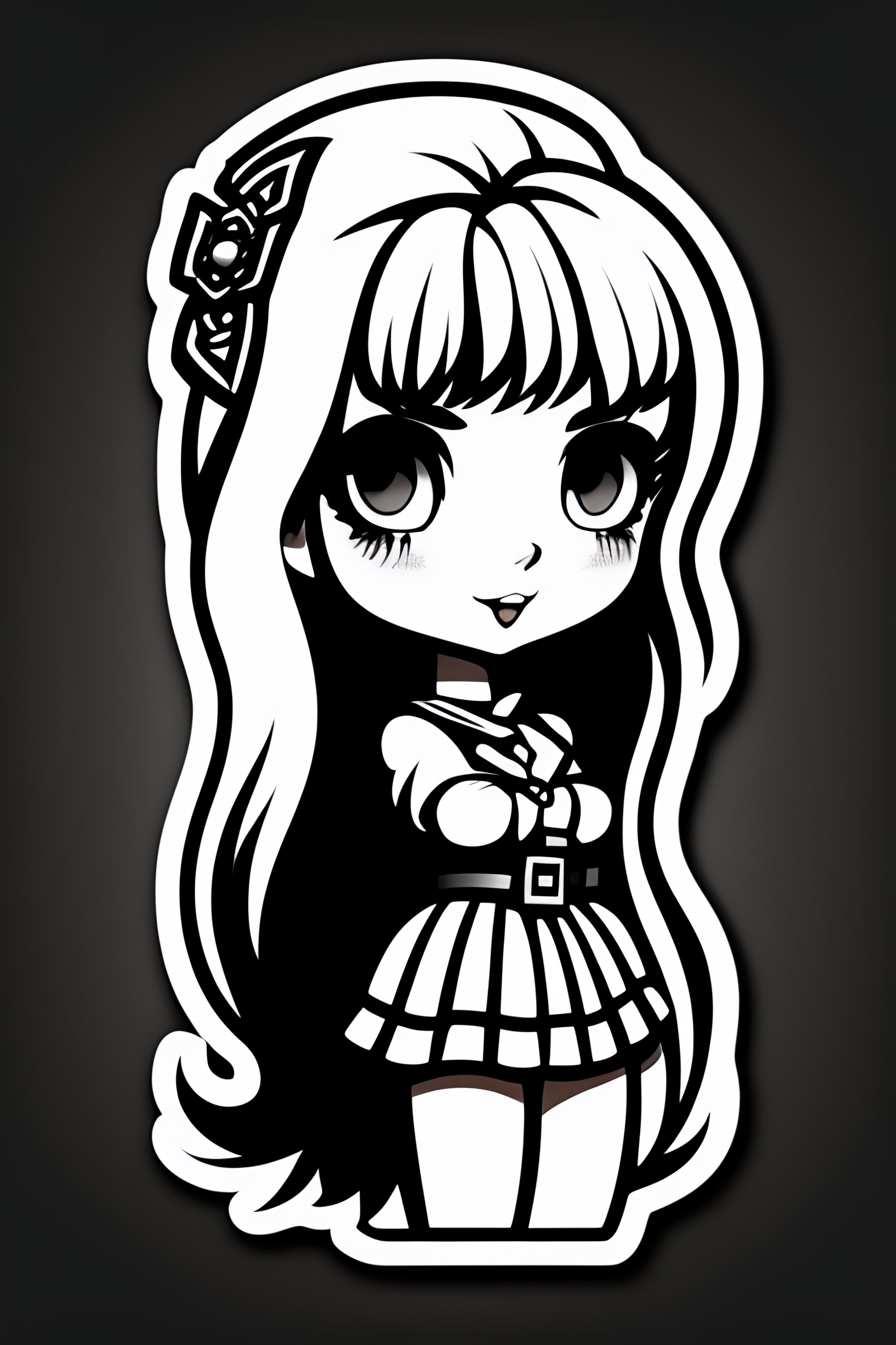 Raster dark anime girl sticker ilustração do Stock