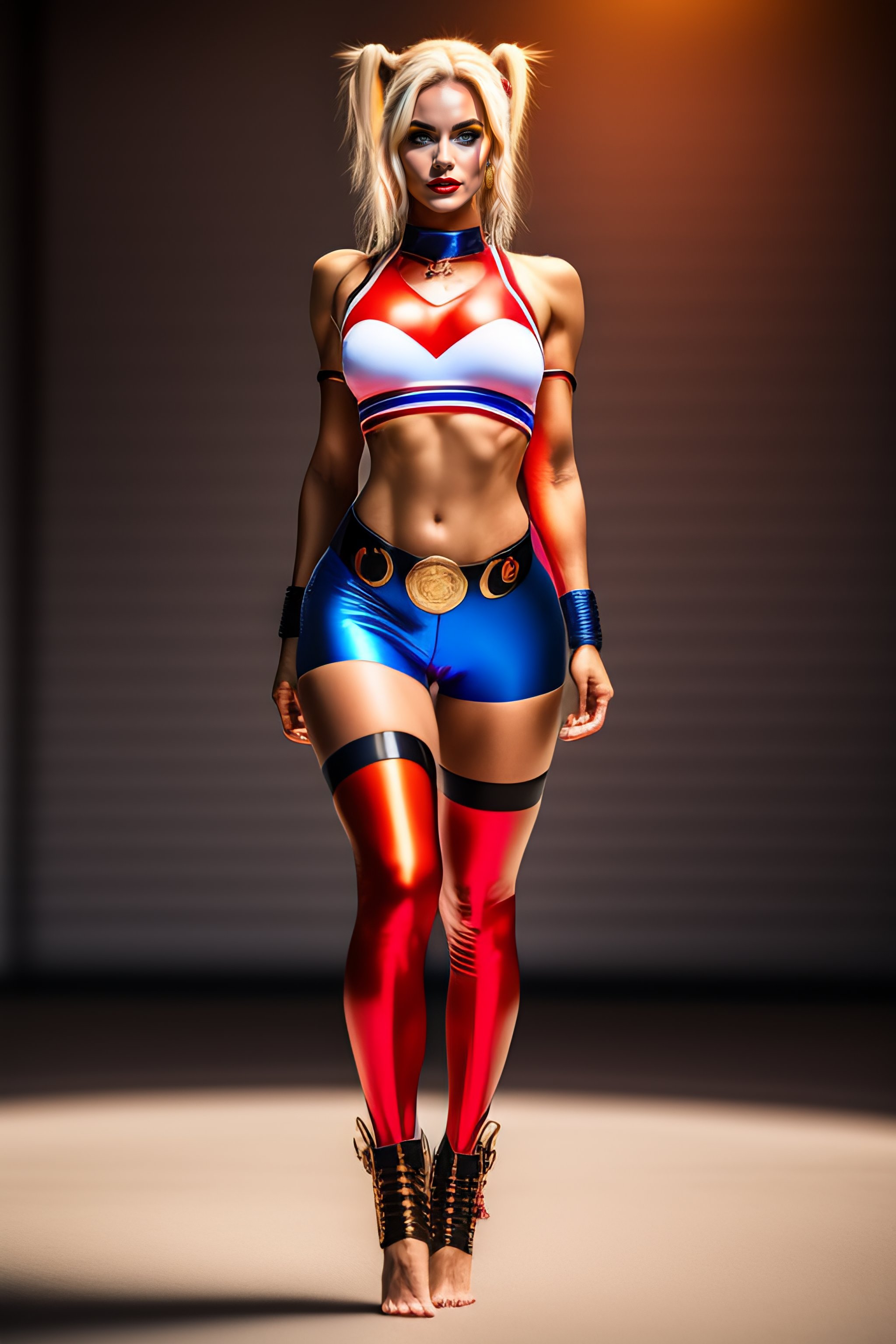 Lexica - Fully body pose, photo of a very beautiful!! sexy model harley  quinn, barefoot, 8 k, hdr, smooth, sharp focus, high resolution, award -  winn...