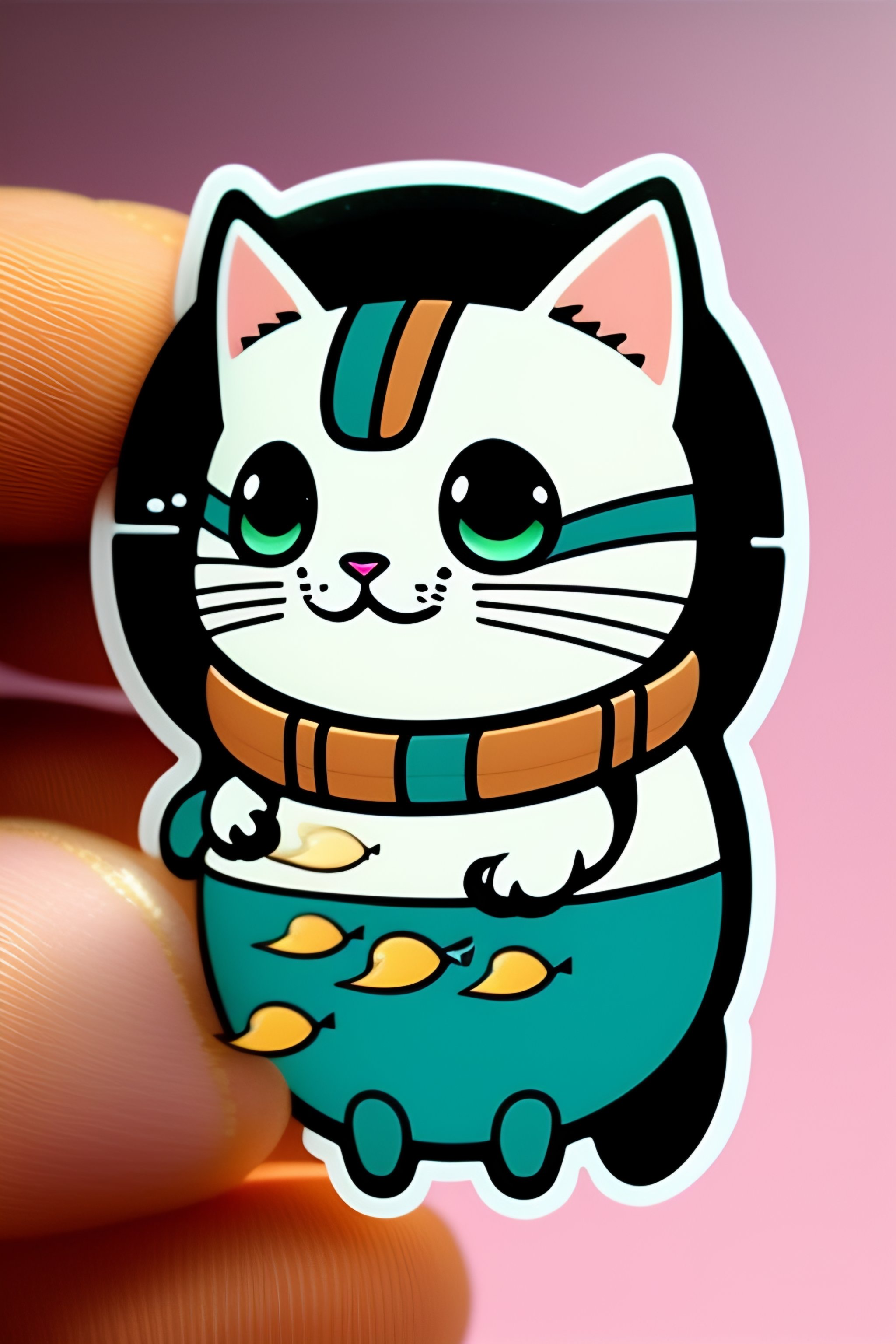 twin-yak944: crazy mad cartoon cat sticker, anime style, solid backgound  color