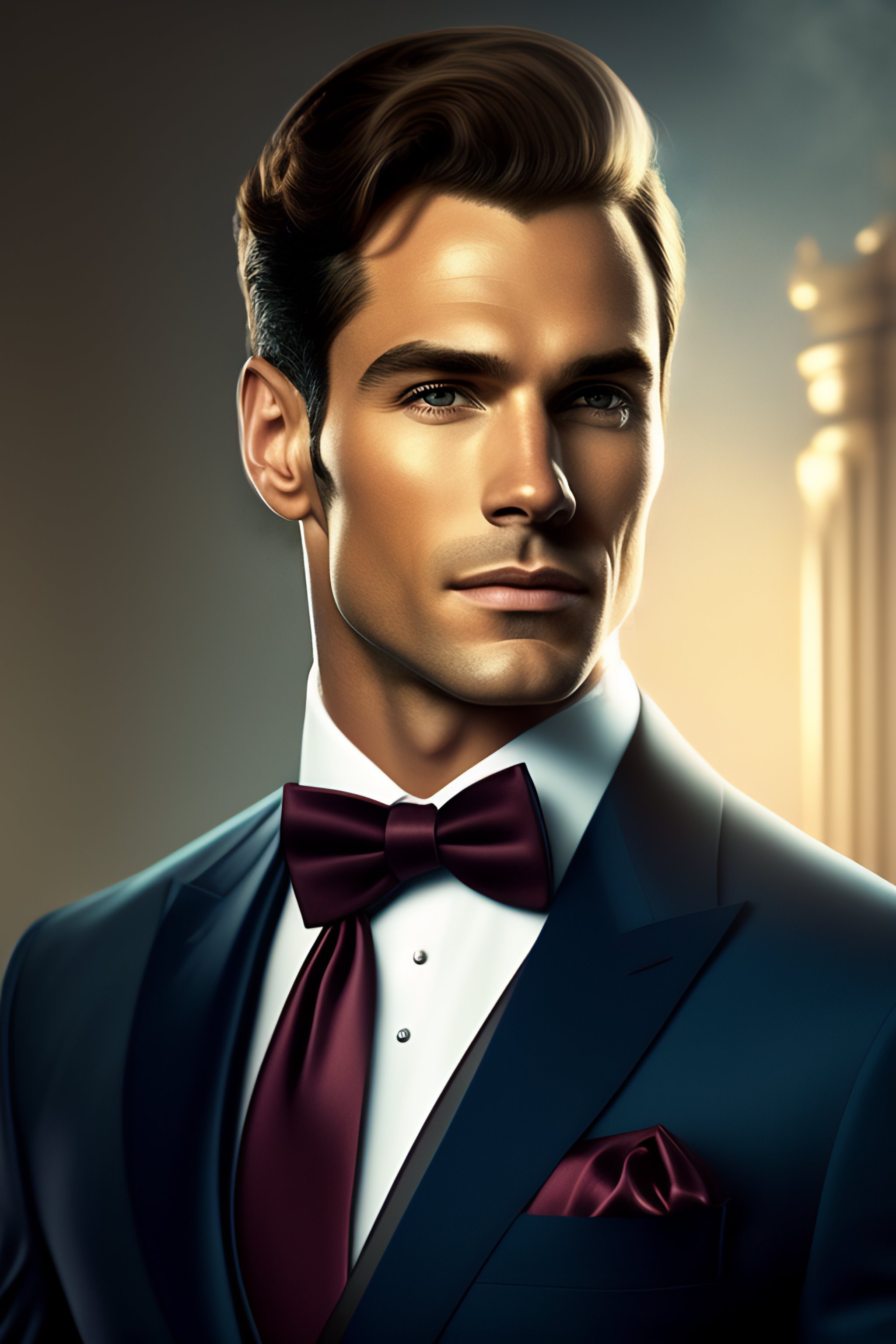 Lexica - A caucasic man in a suit and bow tie
