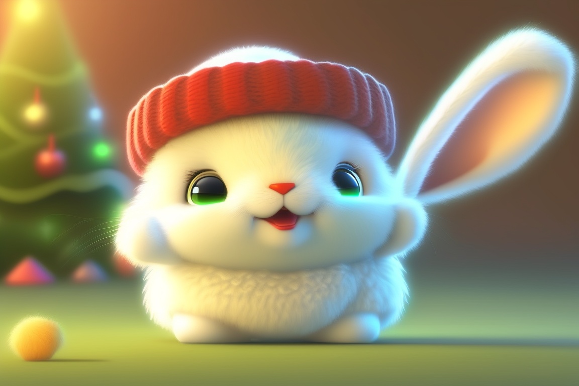 Lexica - Cute baby pixar style white fairy rabbit,Many green lights ...