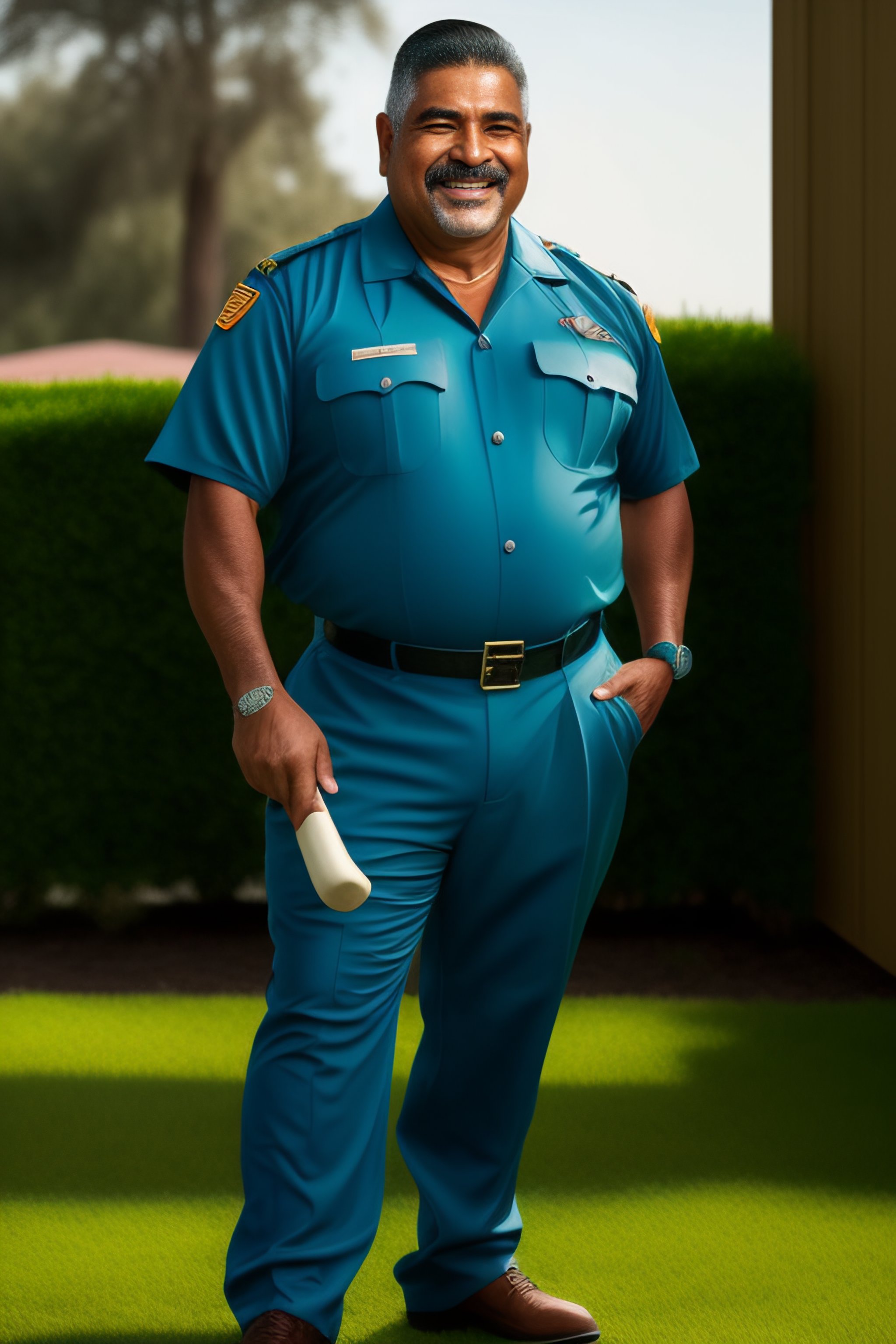 Lexica Smiling hispanic uncle gardener