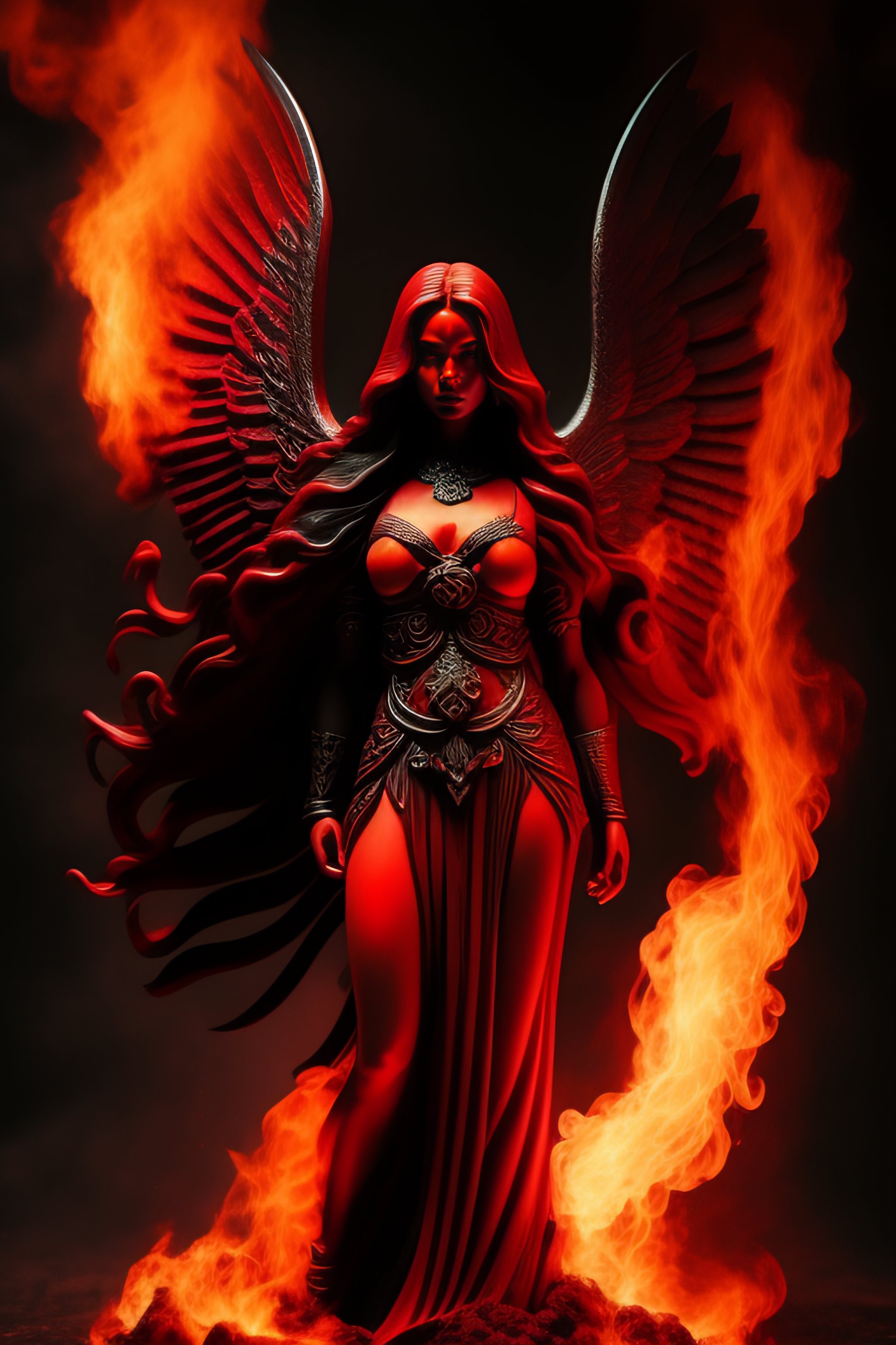 Lexica - Angel of anger made of black fire, angel of wrath made of red fire