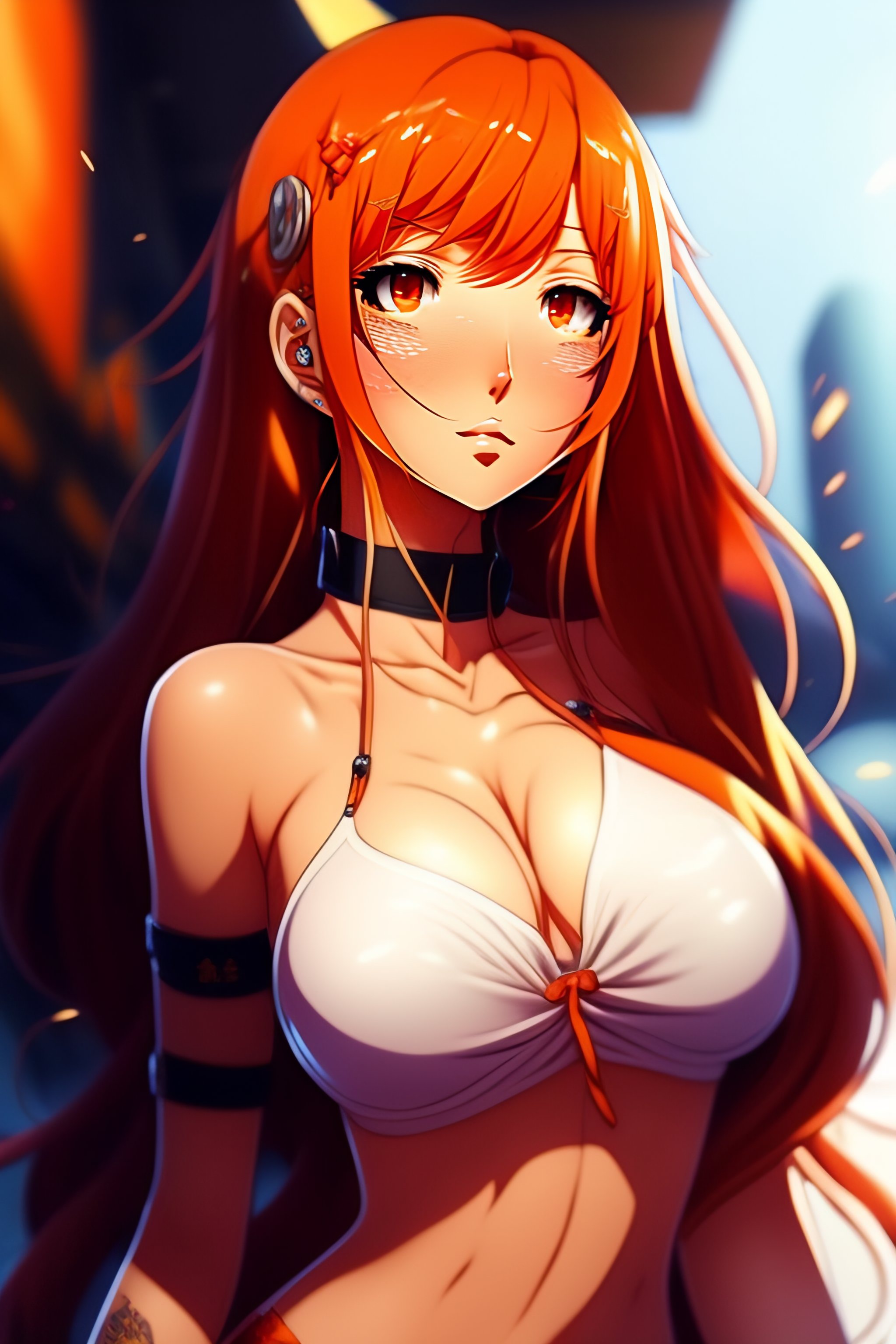 Lexica - Anime girl, sexy, full body, body shot, realistic, beautiful body,  anime, orange hair