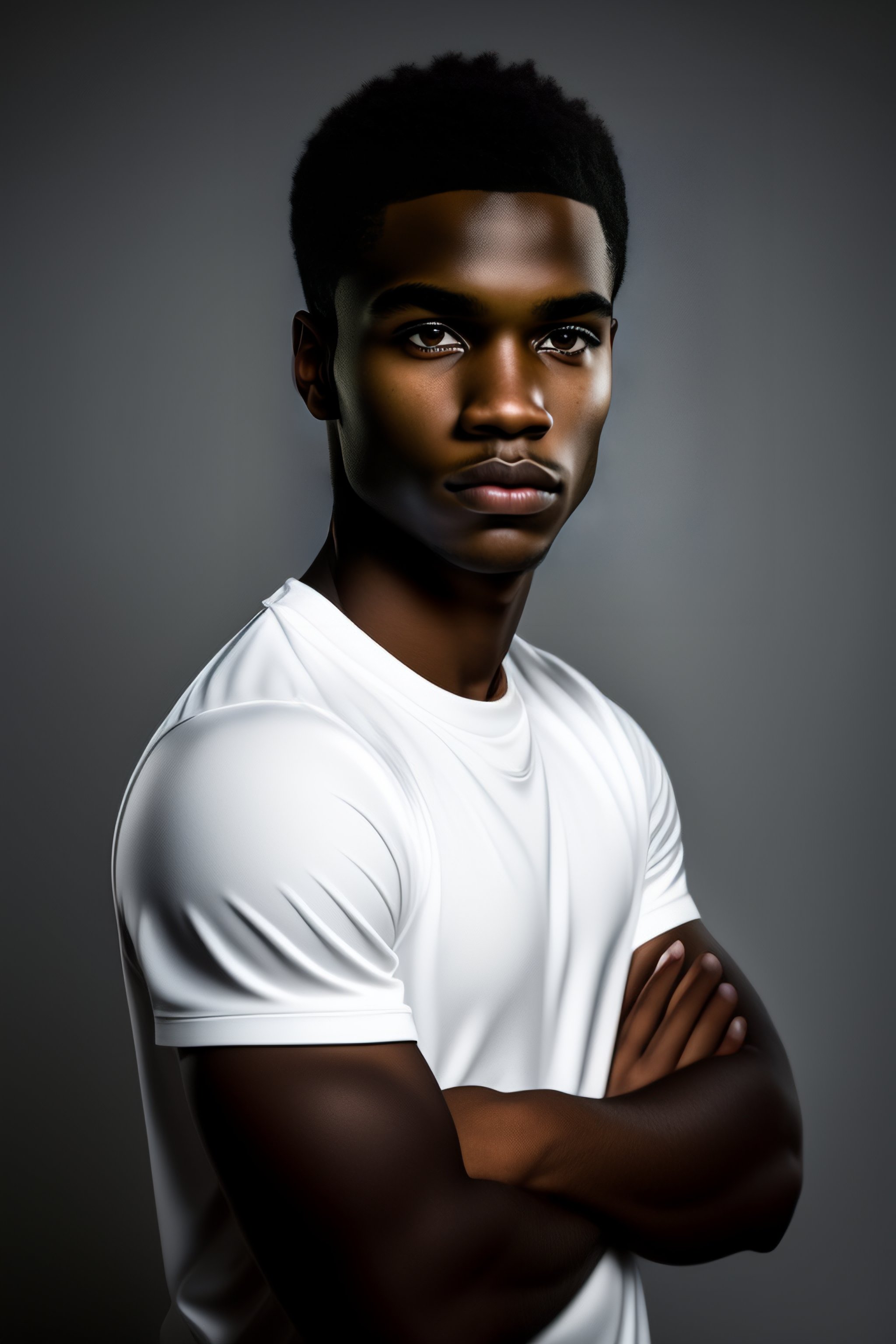 Lexica - Portrait of a 17 year old black guy, not ugly, backward ...