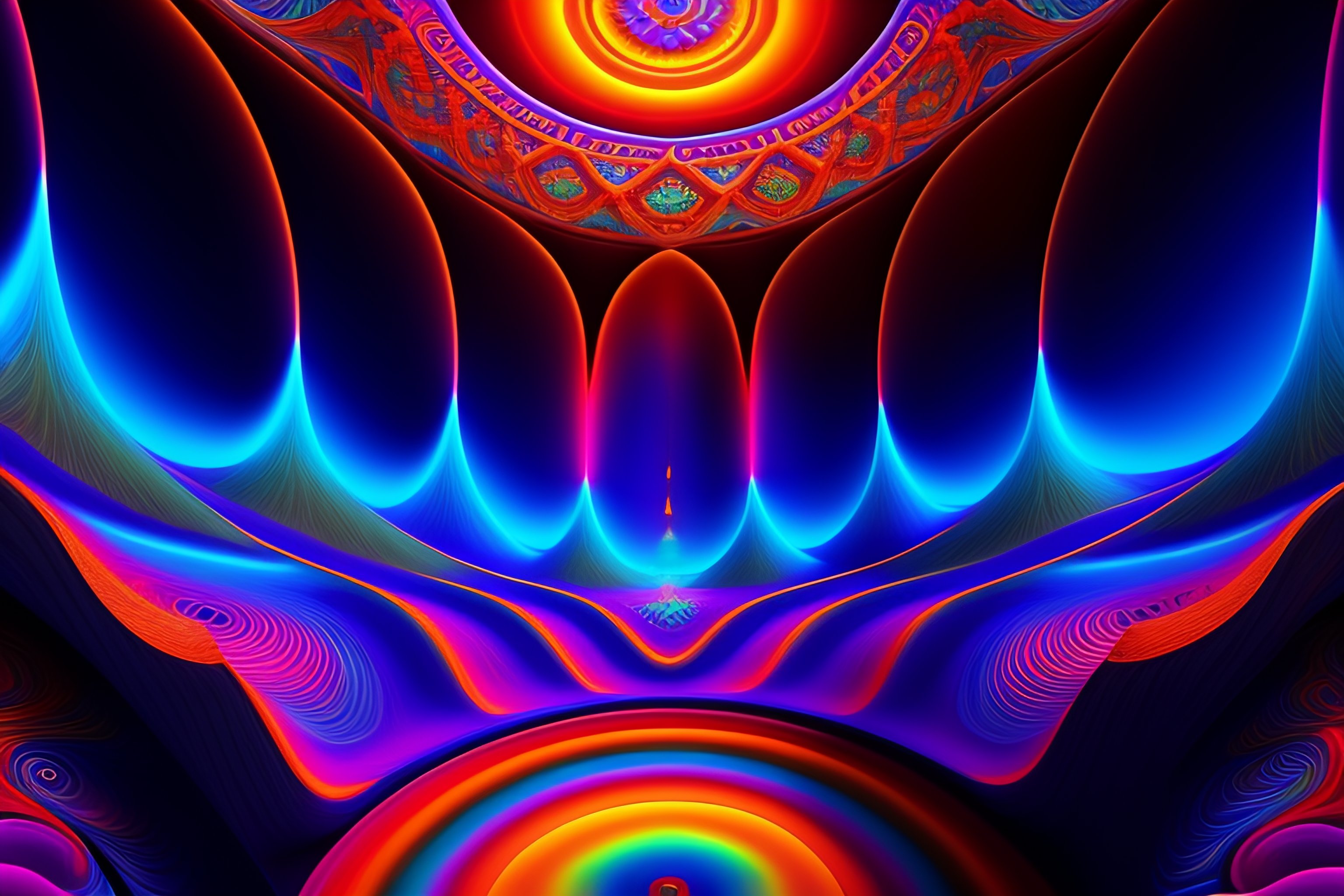 Lexica - The most psychedelic scene imaginable, intricate, art by Alex grey,  3D rendering, unreal engine