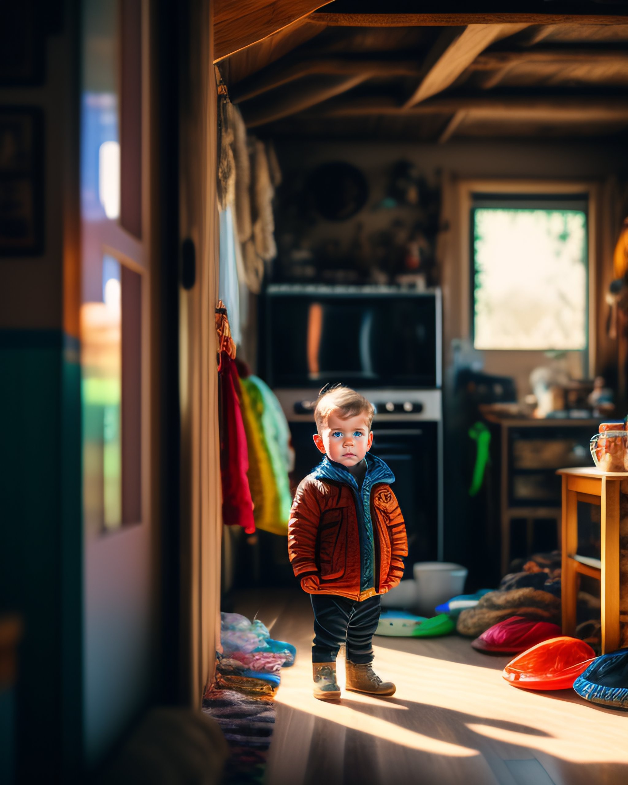 Lexica - Wide angle Environmental shot of obi wan kenobi as toddler in ...