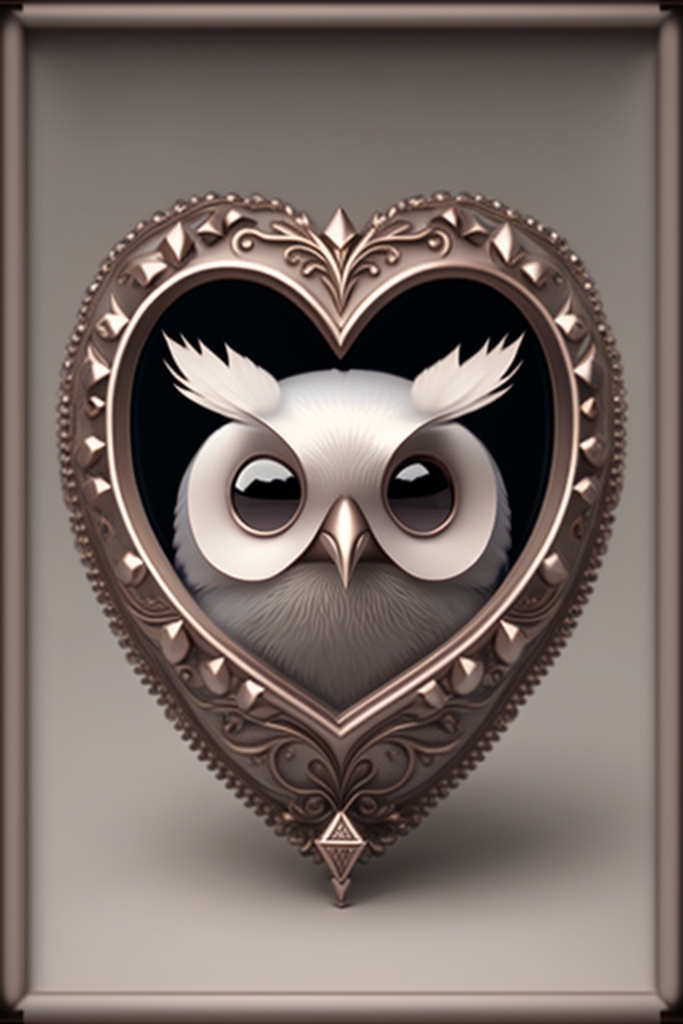 Lexica - 1950;s simple see through pewter rivet owl in a heart ...