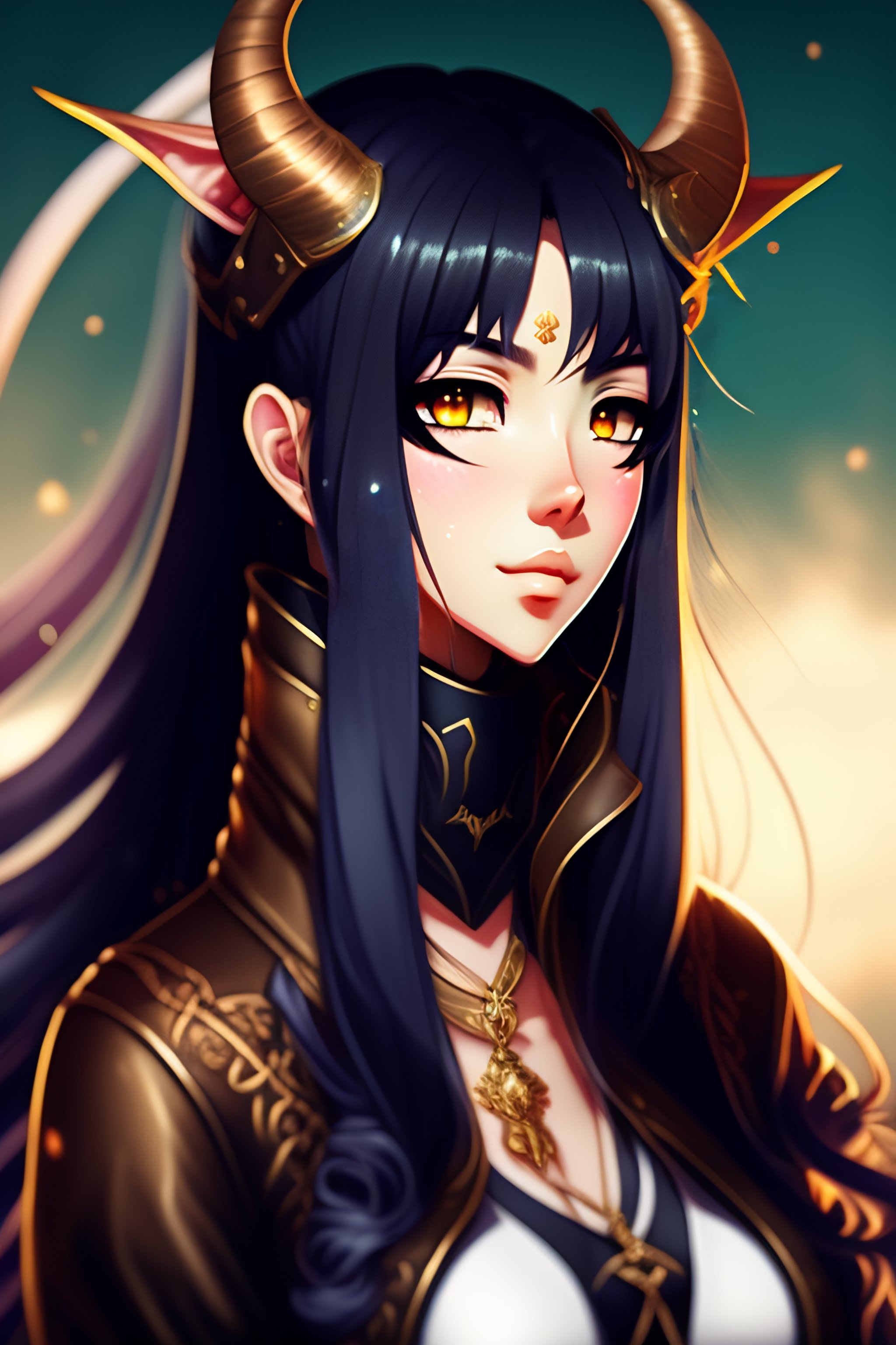 Lexica - An anime style portrait ,of a demon, hunter and ,a pet