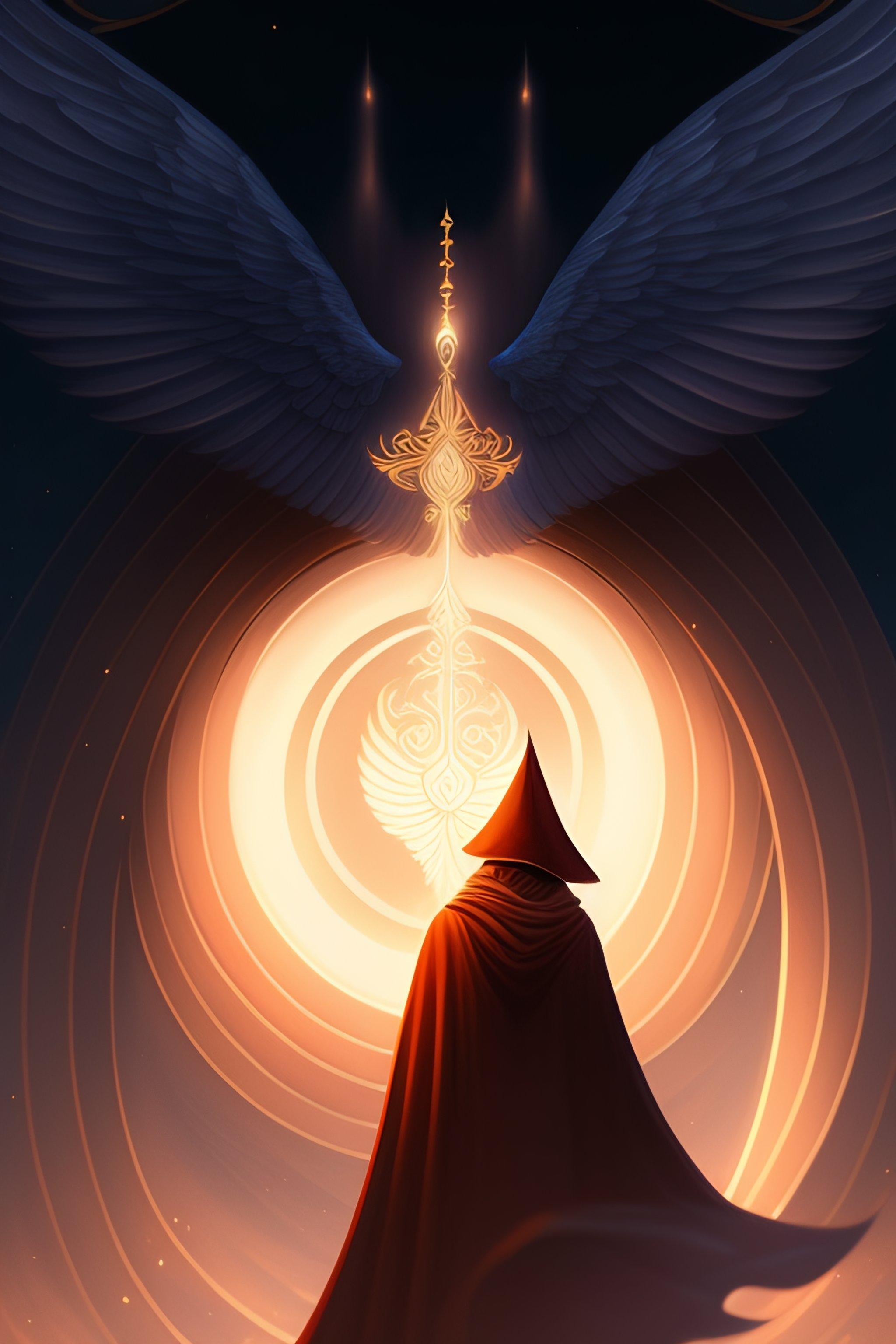 Lexica - A man with a hat and cloak standing in the light of a pillar ...