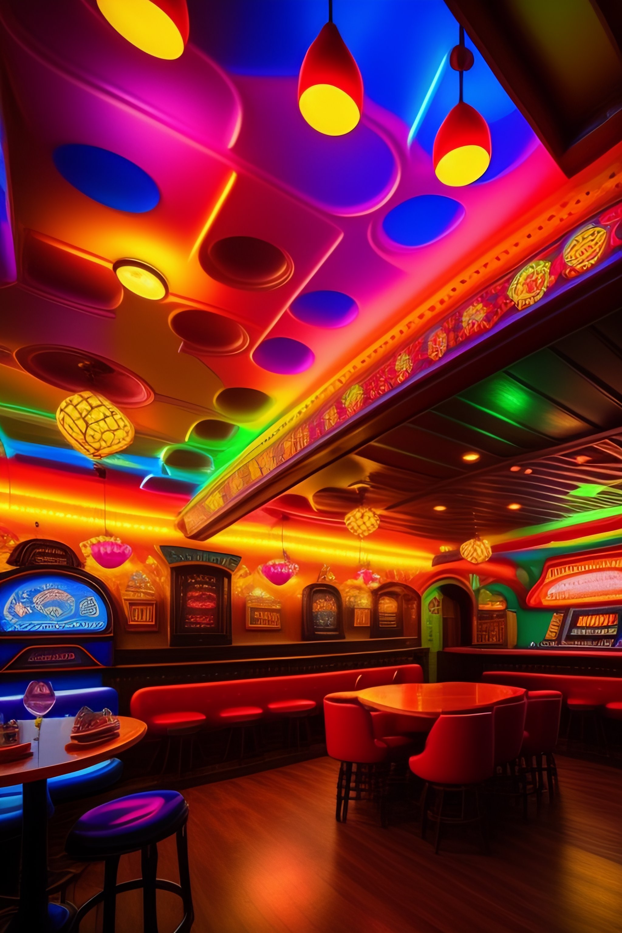Lexica - A colorful and vibrant Tavern with a magical arcade theme. The